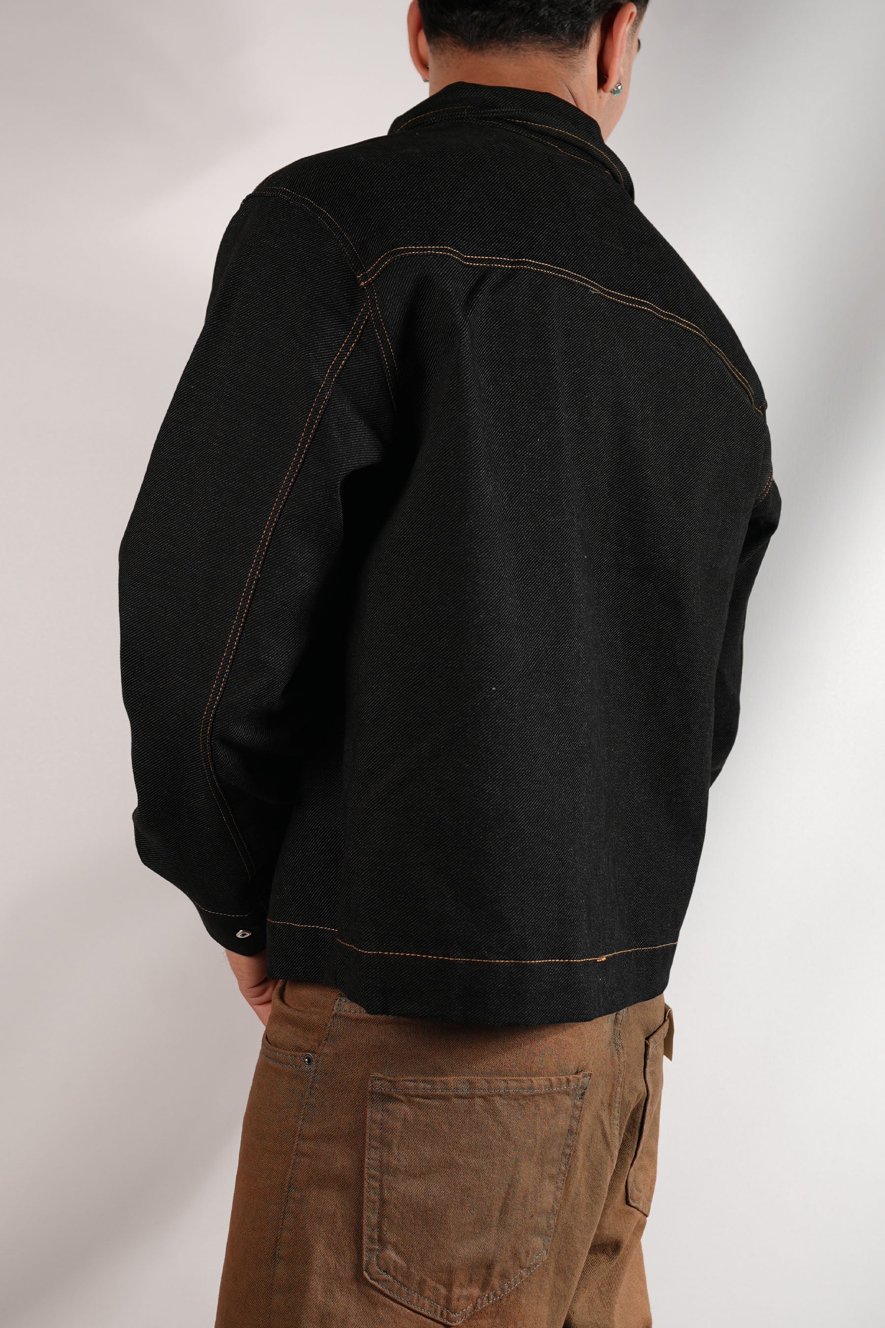 Fermuarlı Crop Kot Ceket