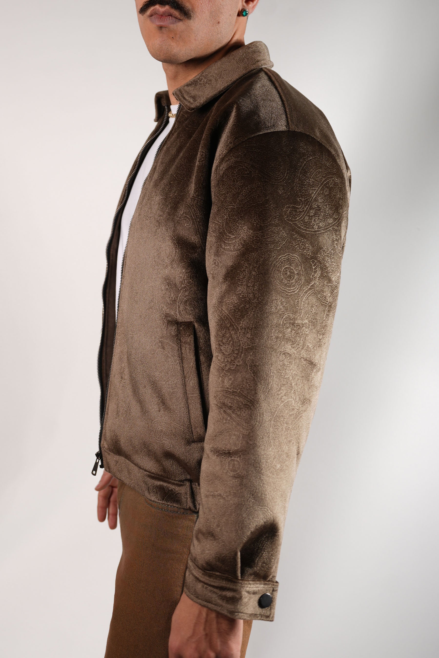 Kadife Desenli Dolgulu Bomber Mont