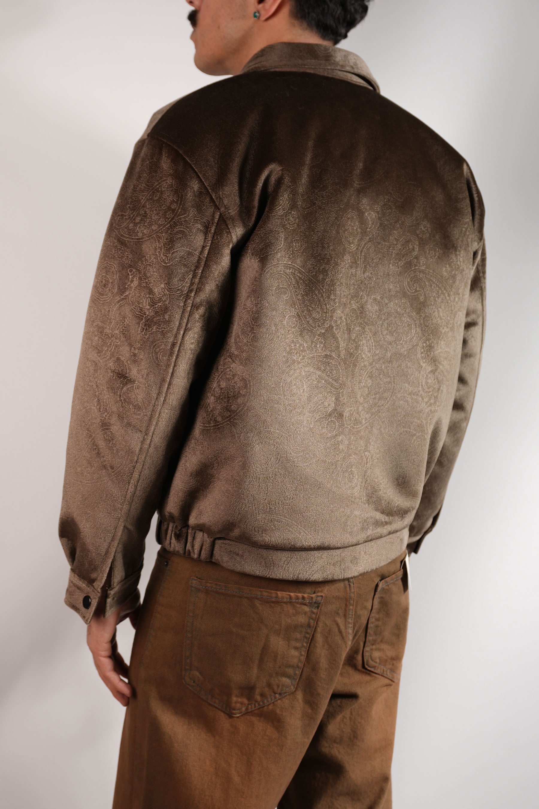 Kadife Desenli Dolgulu Bomber Mont