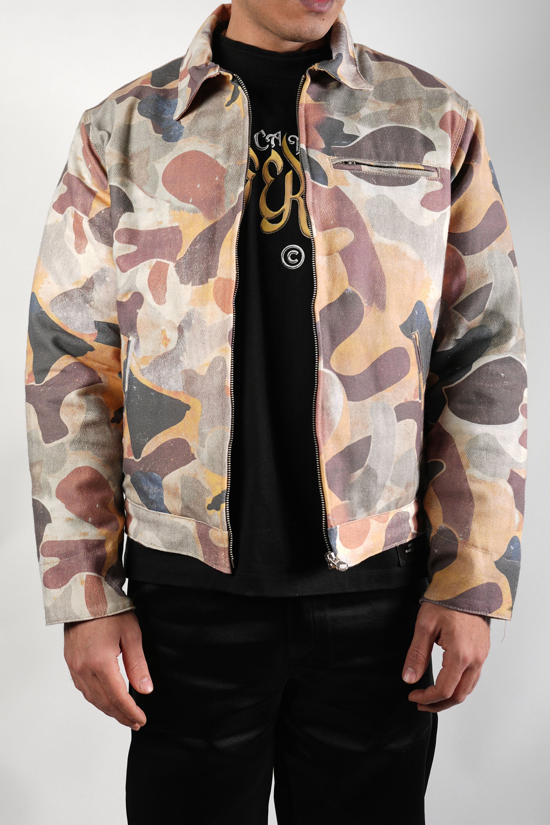 Dolgulu Kamuflaj Bomber Kot Mont