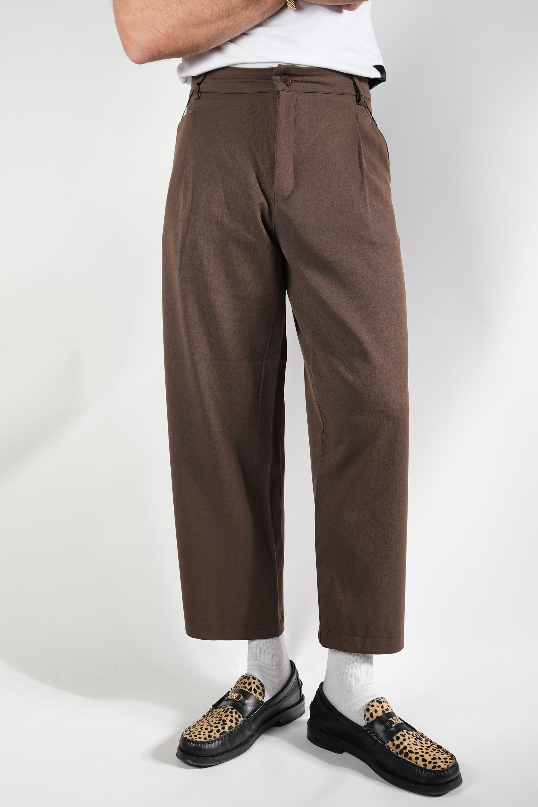 Kahverengi İtalyan Stil Kumaş Pantolon