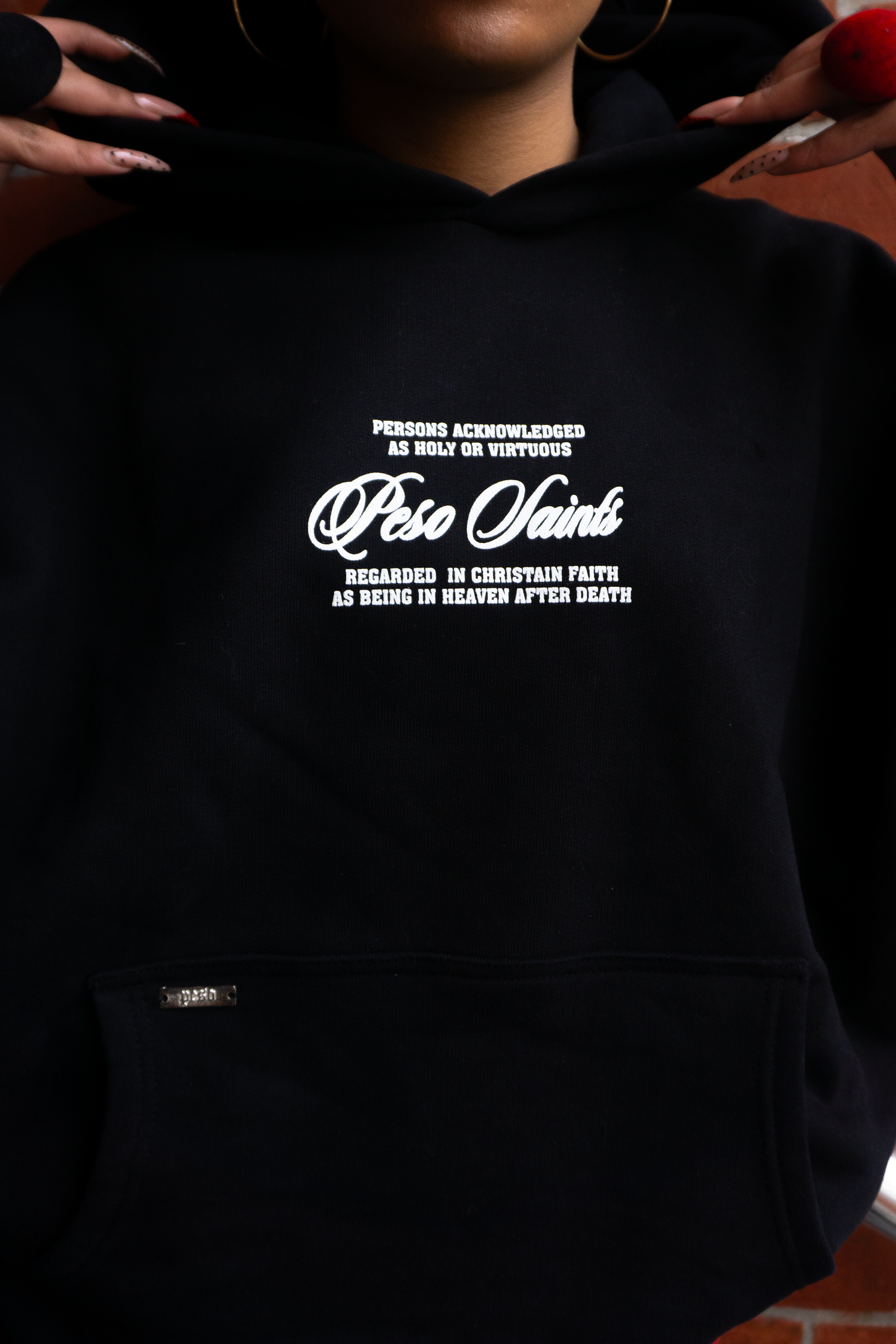 Kol Detaylı Siyah Oversize Hoodie