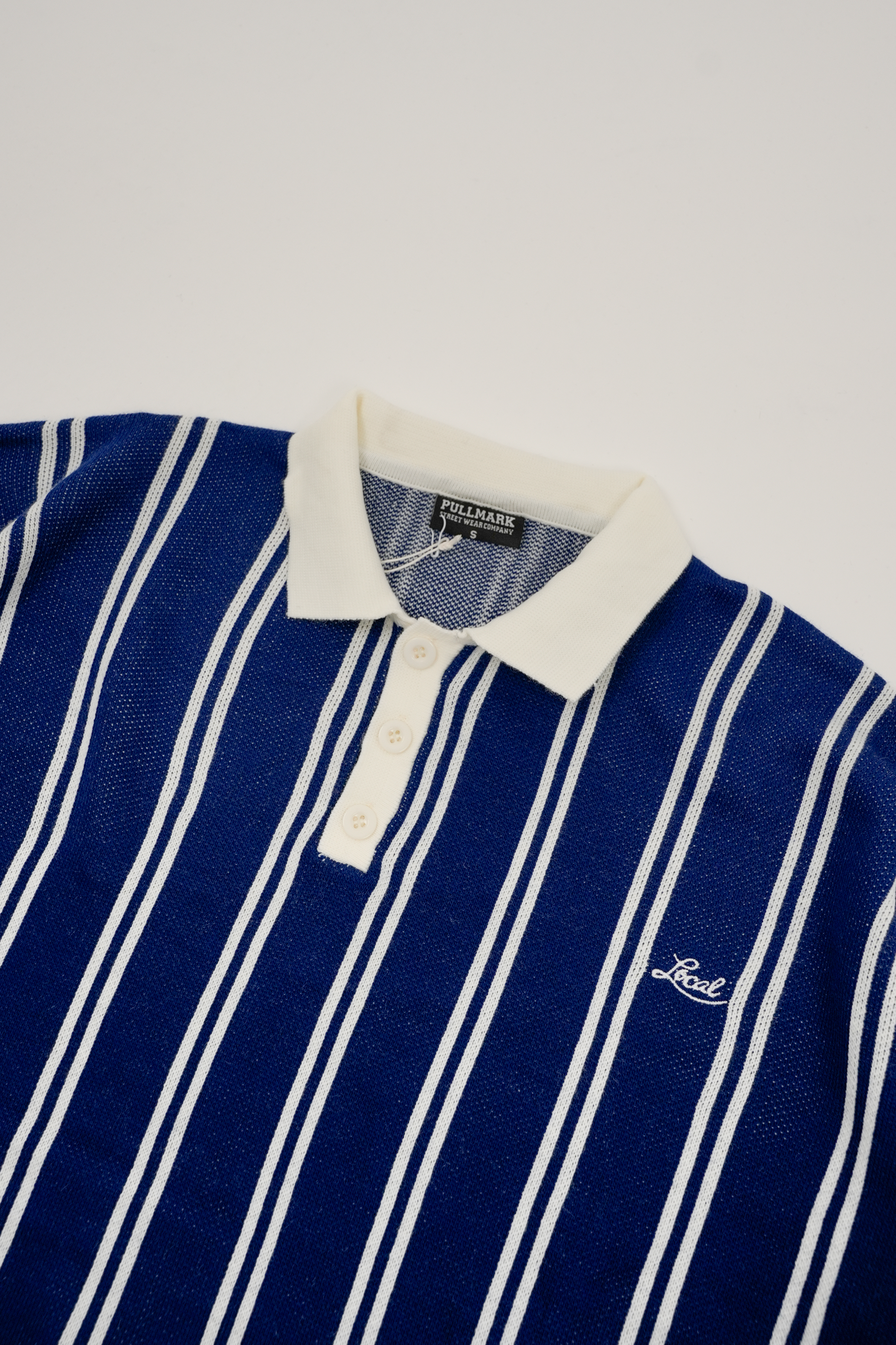 Çizgili Polo Yaka Triko Sweatshirt - Lacivert