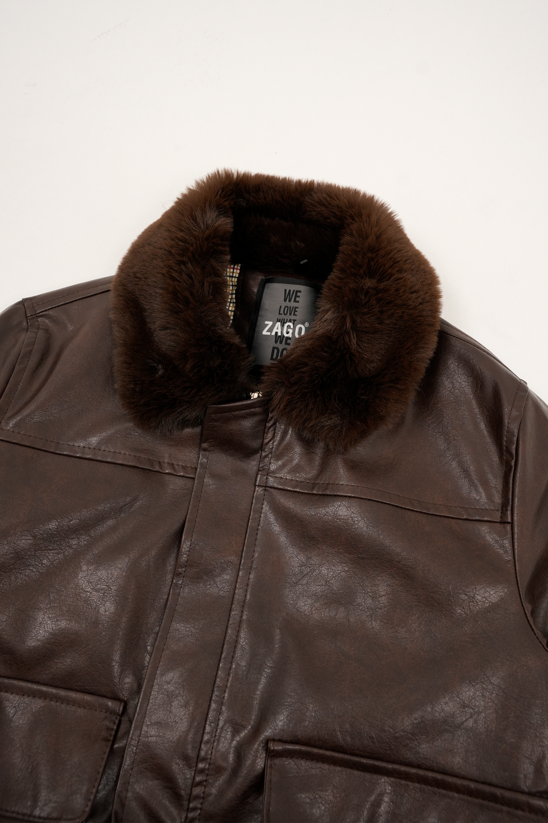 Kürklü Kahverengi Suni Deri Ceket