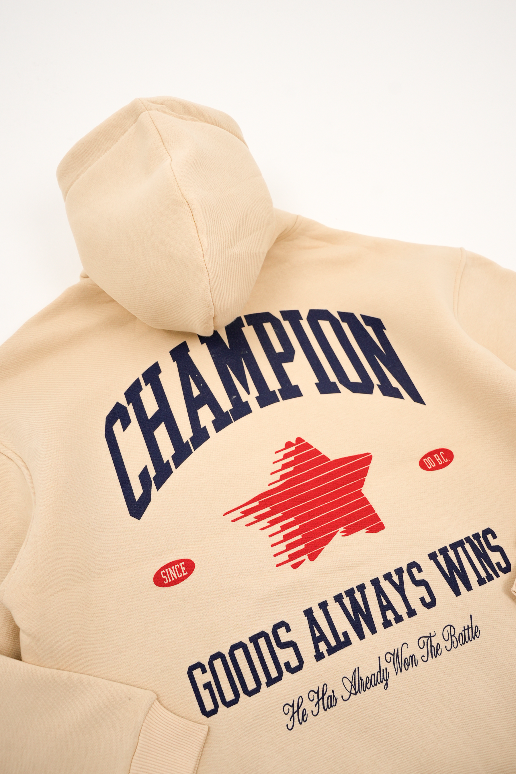 Champion Backprint Hoodie - Krem