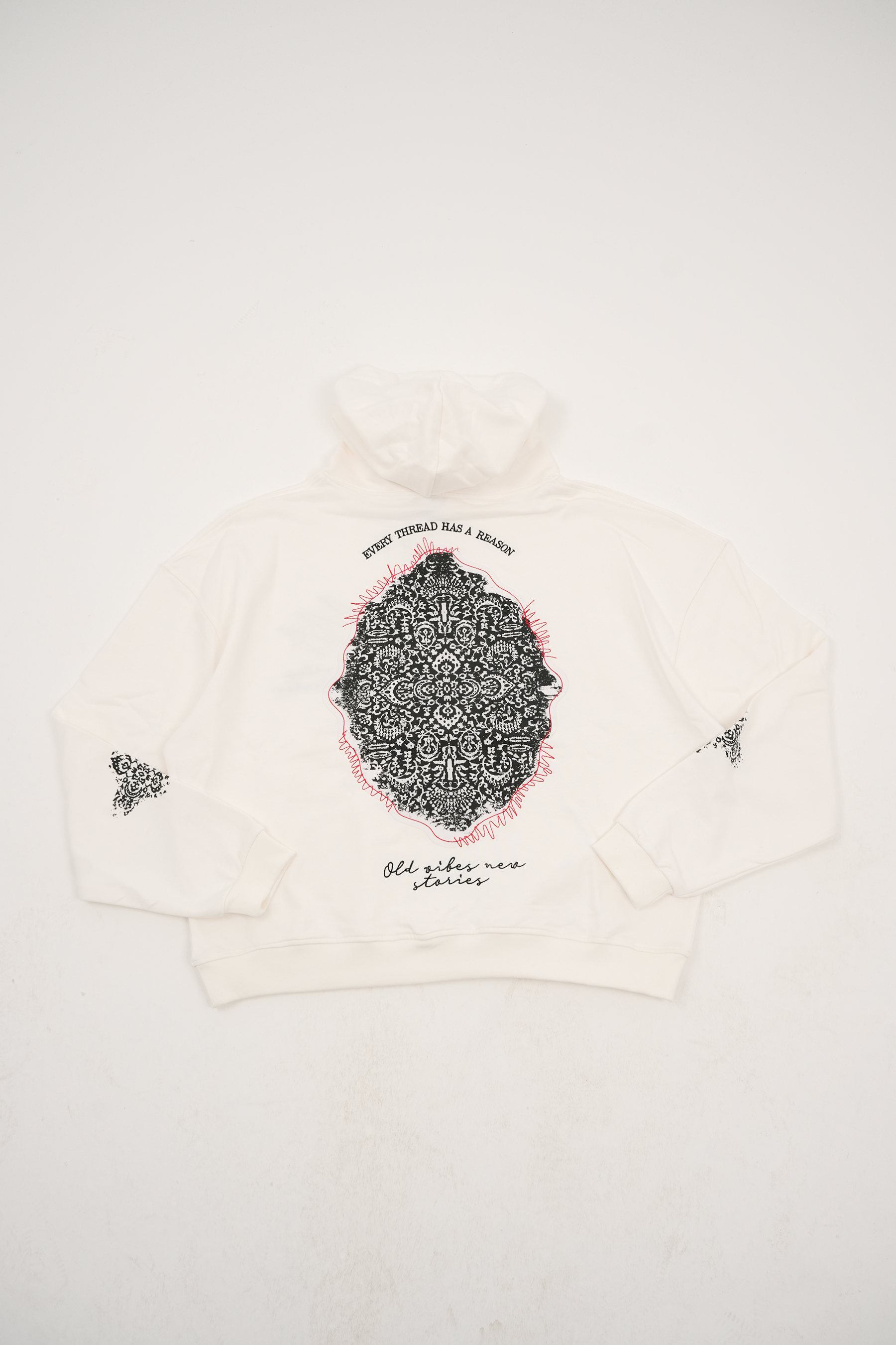 Oldvibes Backprint Boxy Oversize Hoodie - Beyaz
