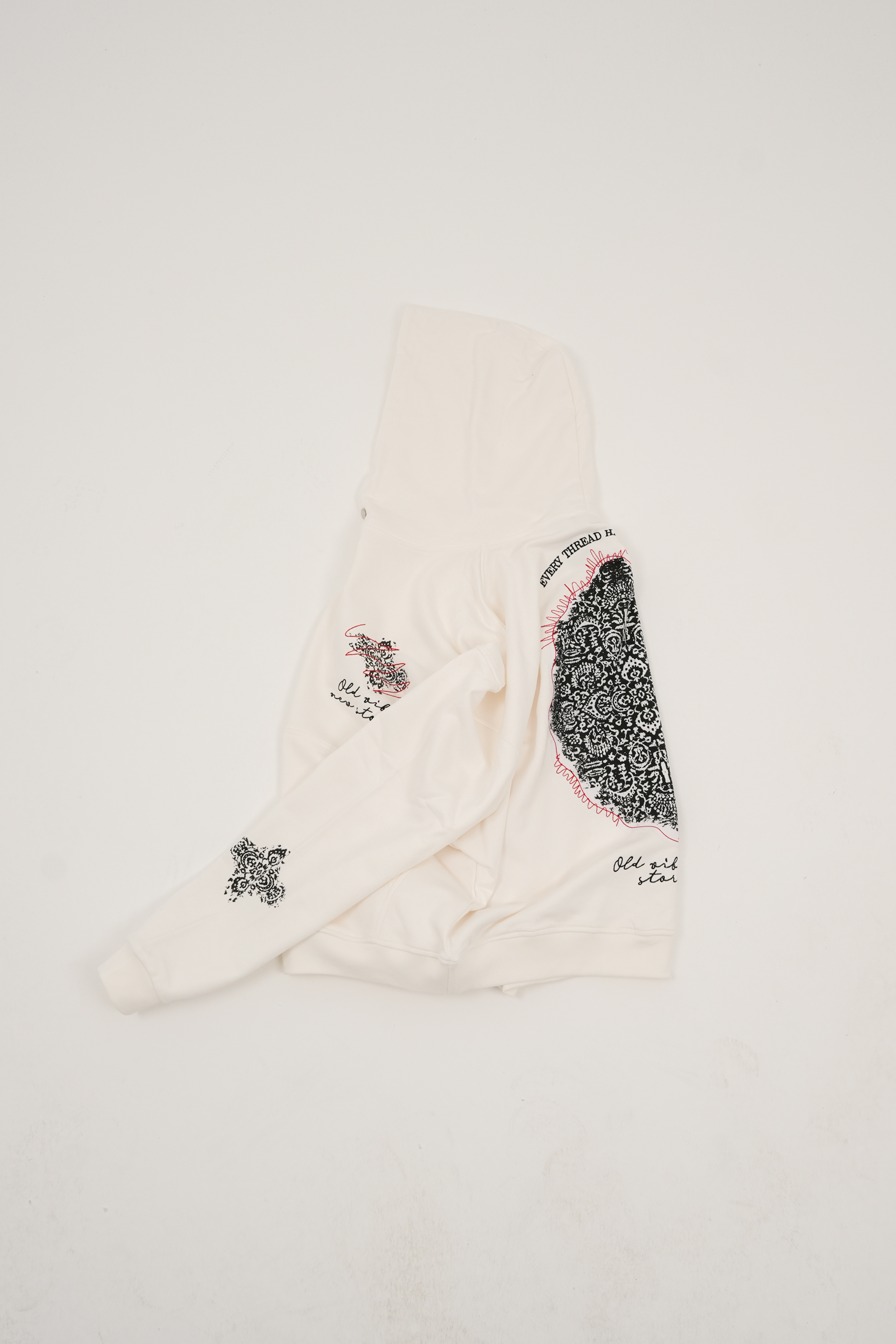 Oldvibes Backprint Boxy Oversize Hoodie - Beyaz