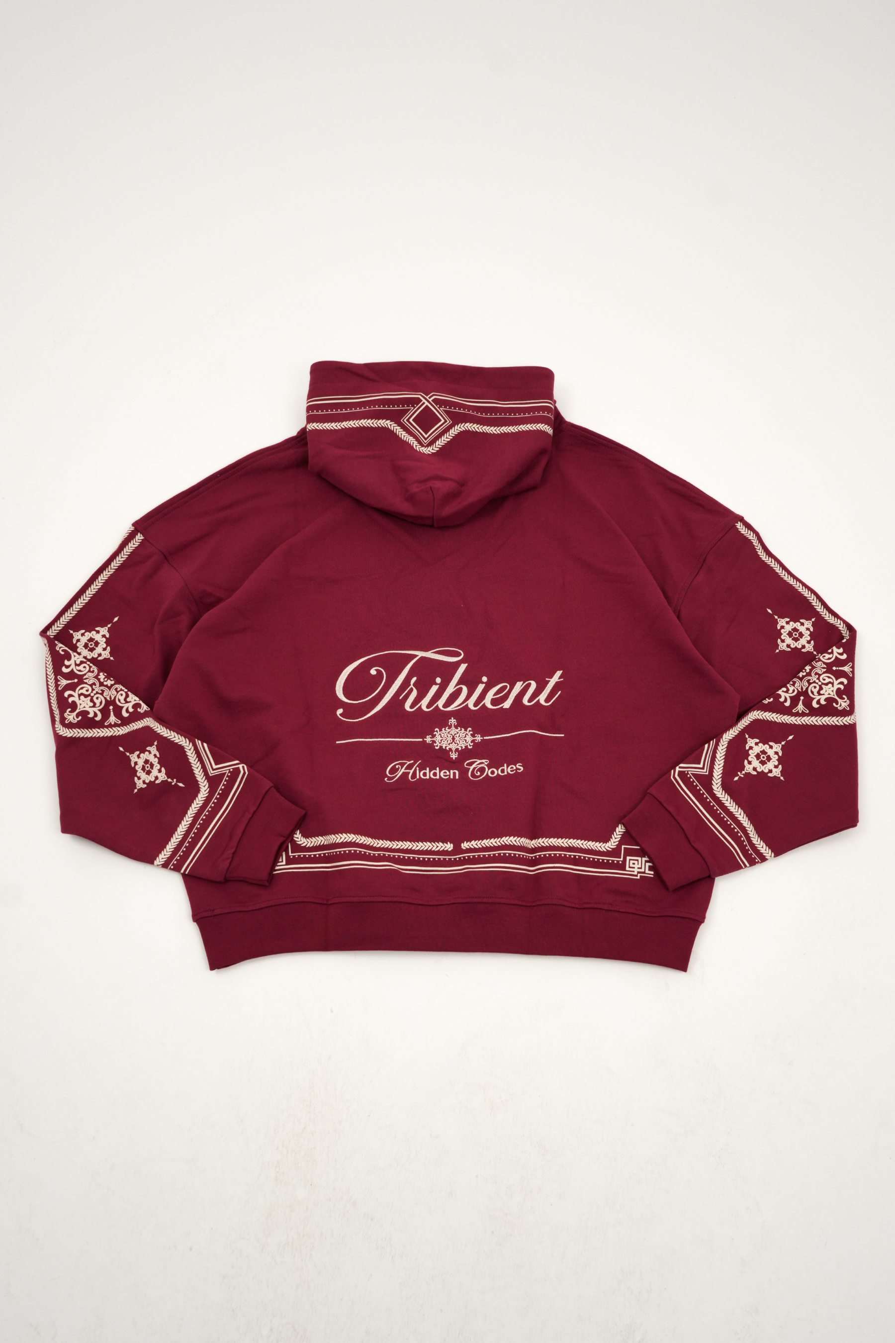 Desenli Premium Oversize Hoodie - Bordo