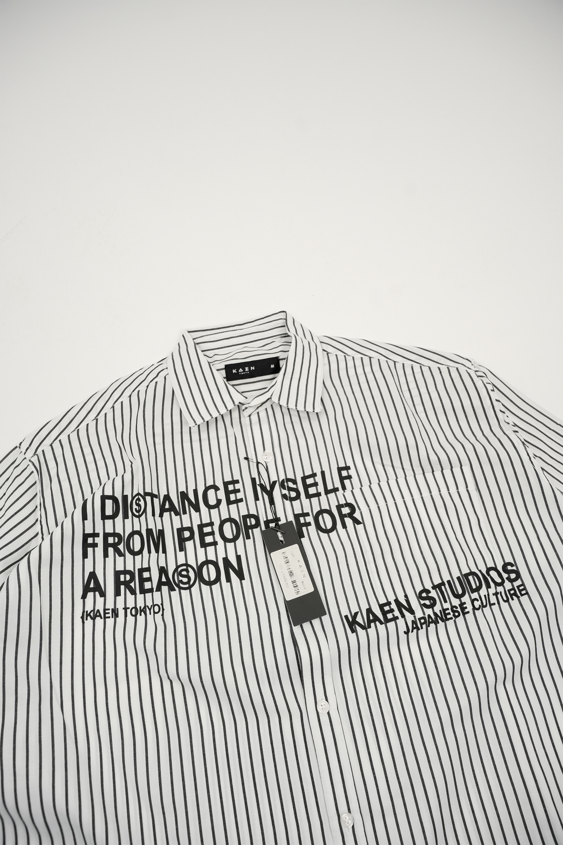 Çizgili Retro Baba Gömleği - Beyaz