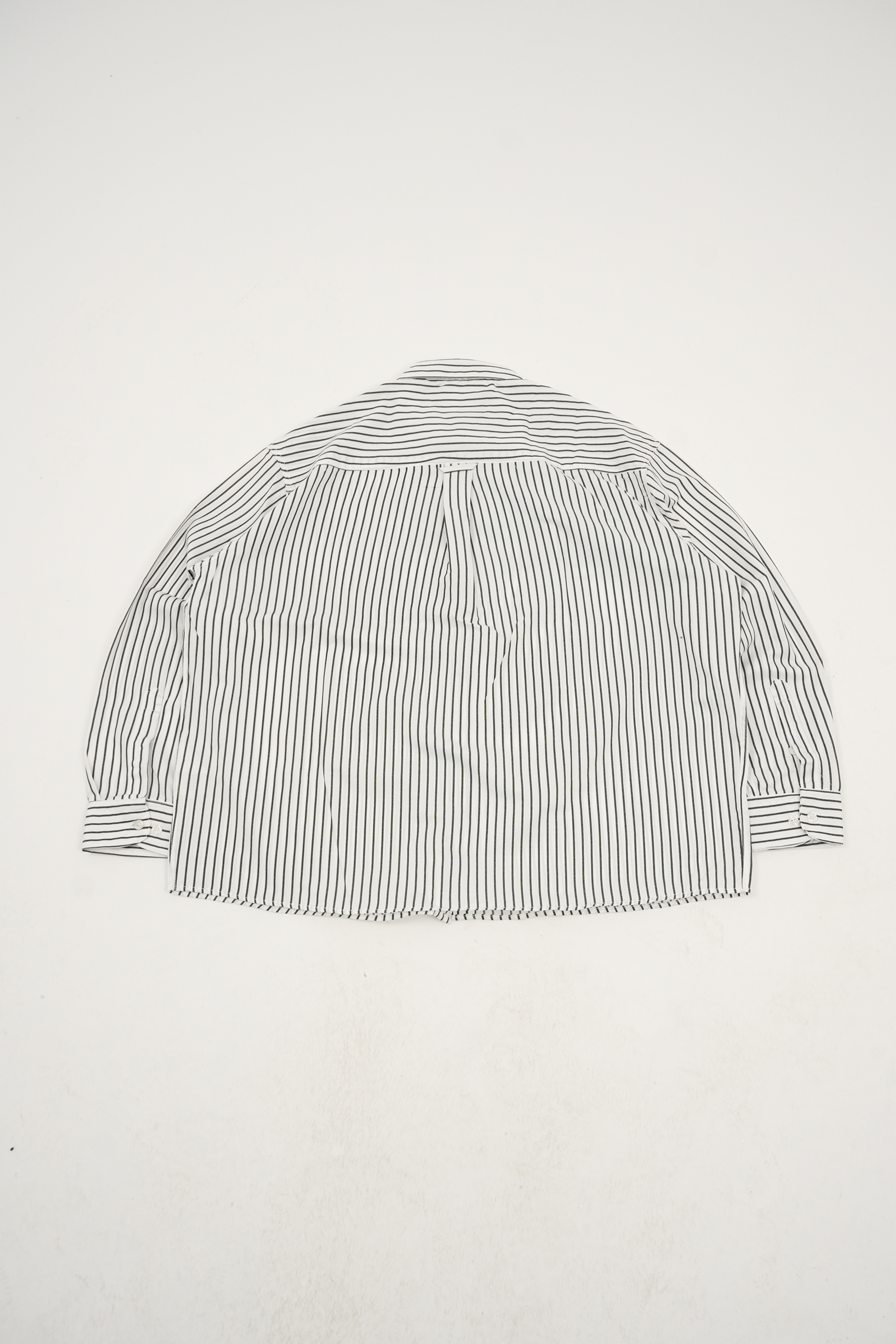 Çizgili Retro Baba Gömleği - Beyaz