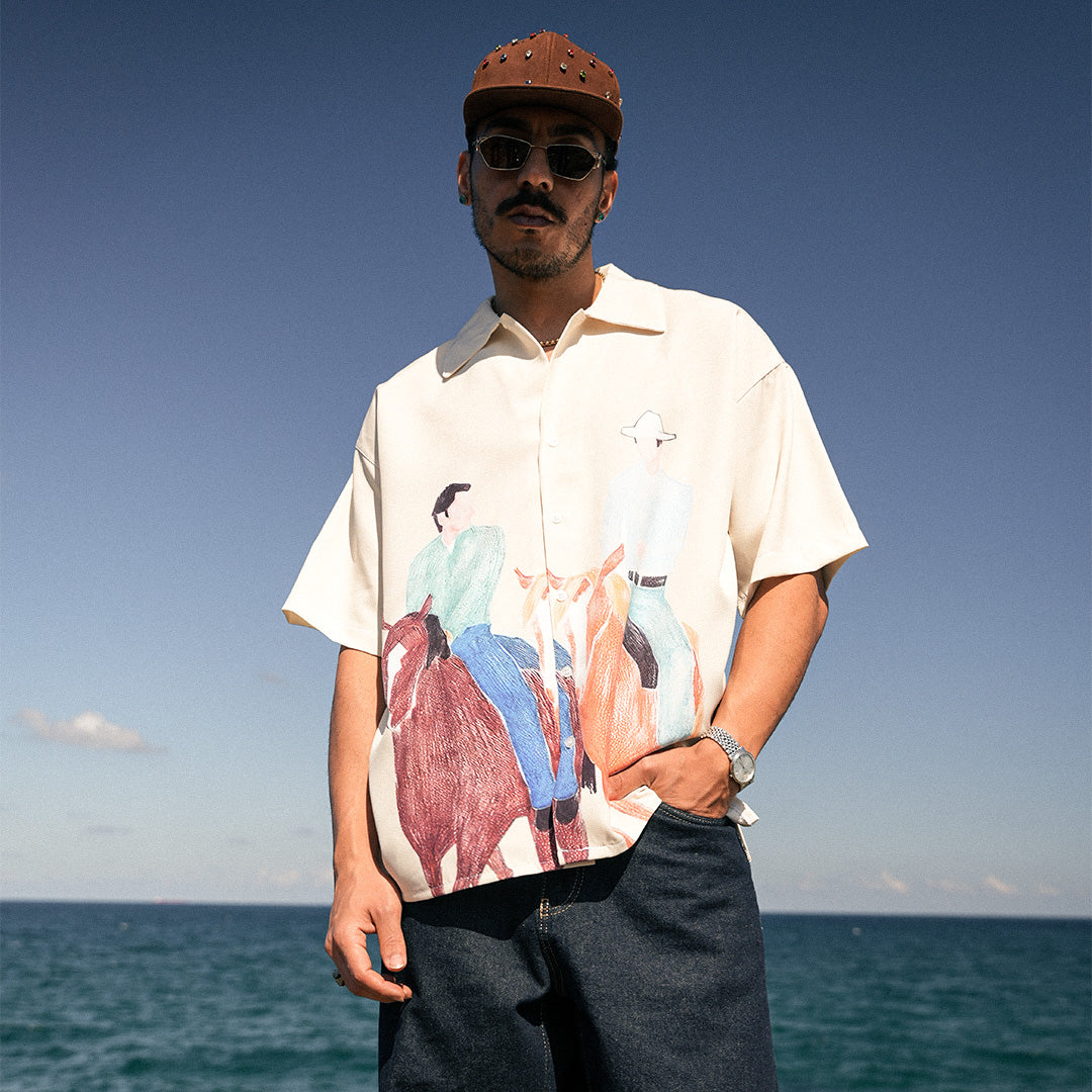 Giz Pattern Oversize Shirt - GG01