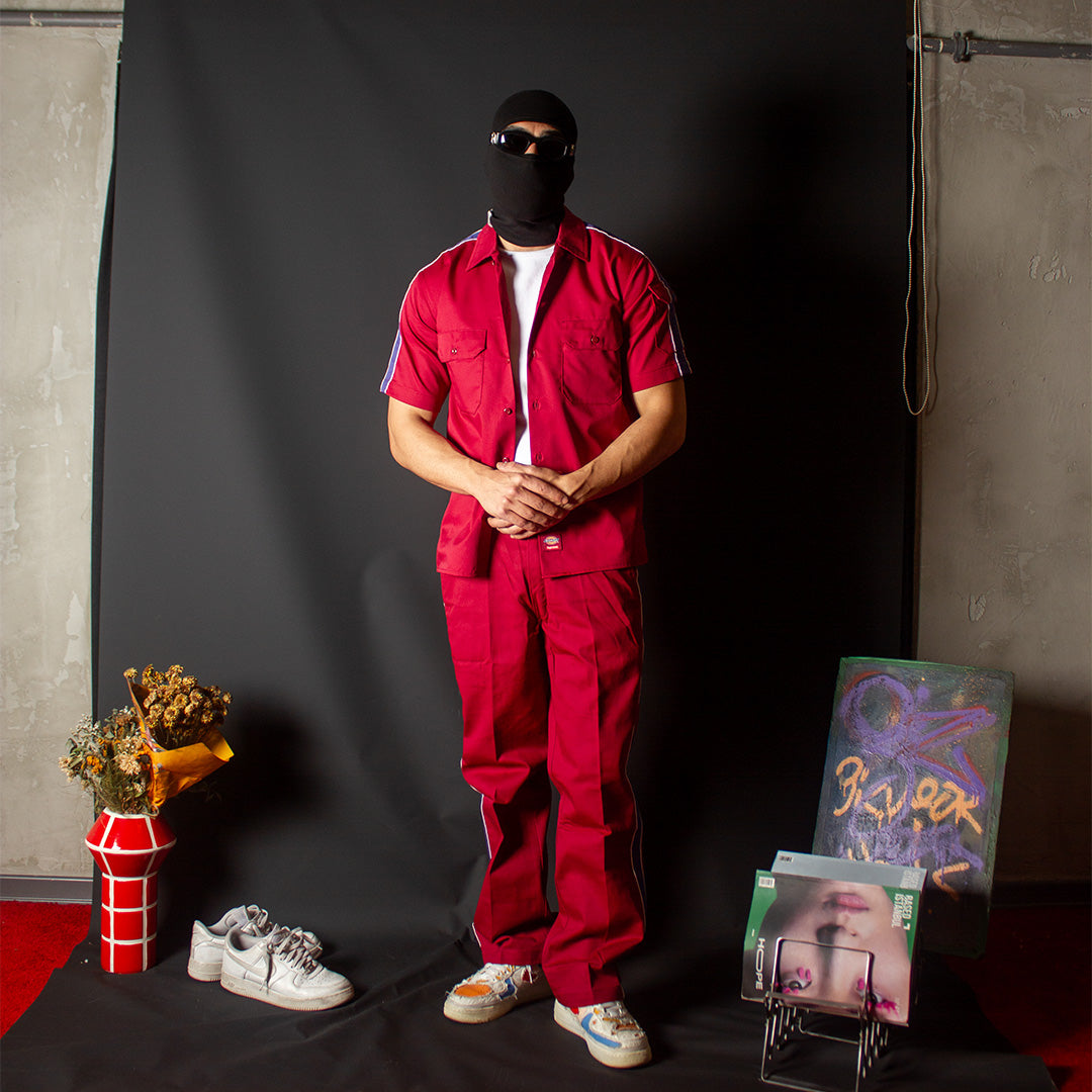 SUPREME X DICKIES STRIPE WORK PANT RED