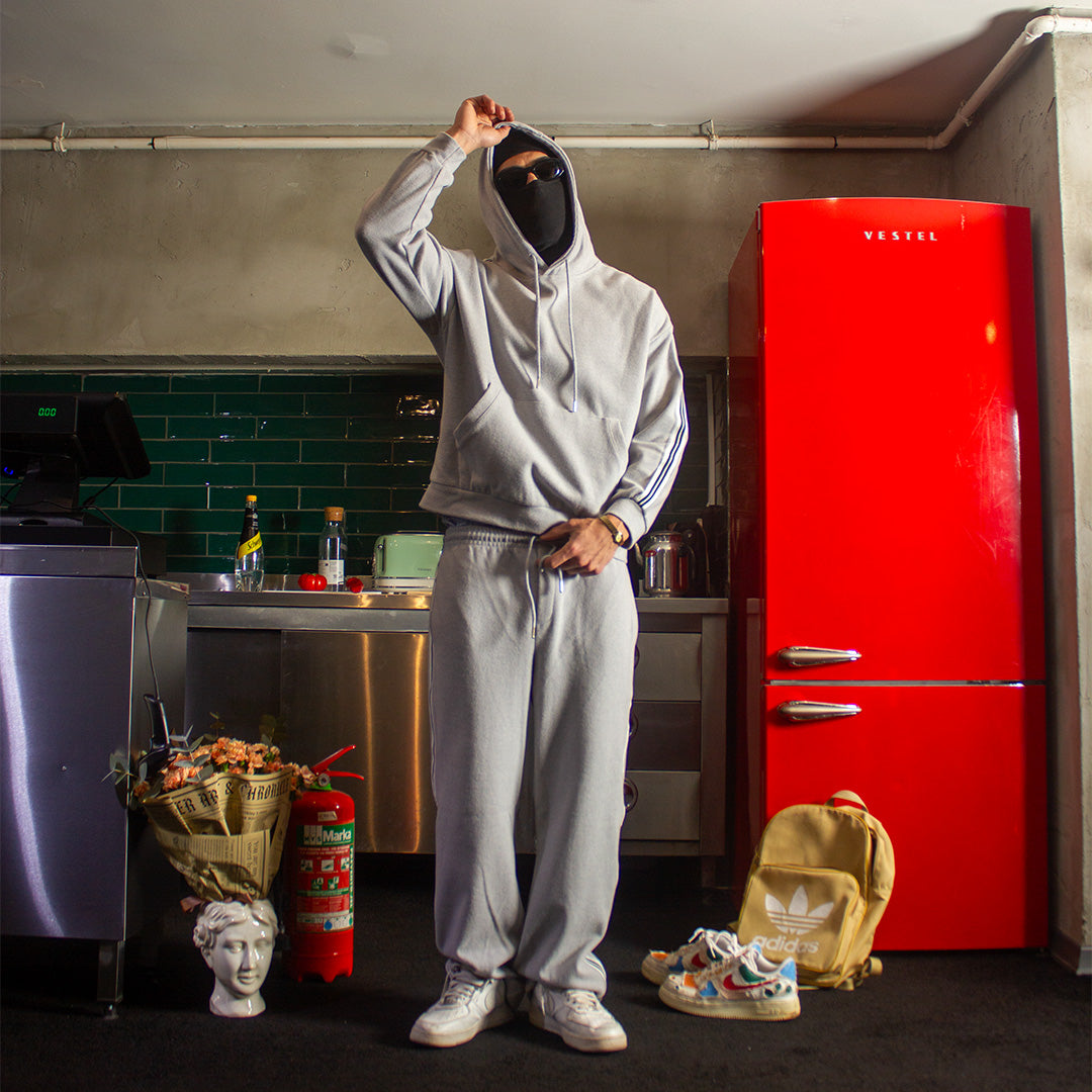 Ribbed Oversize Hoodie Grey