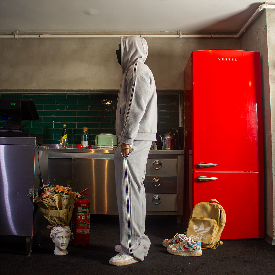 Ribbed Oversize Hoodie Grey