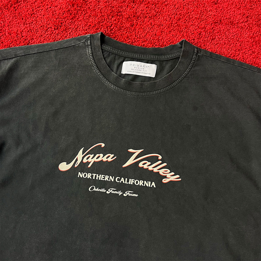 Washed Dark Grey Semi Oversize T-Shirt