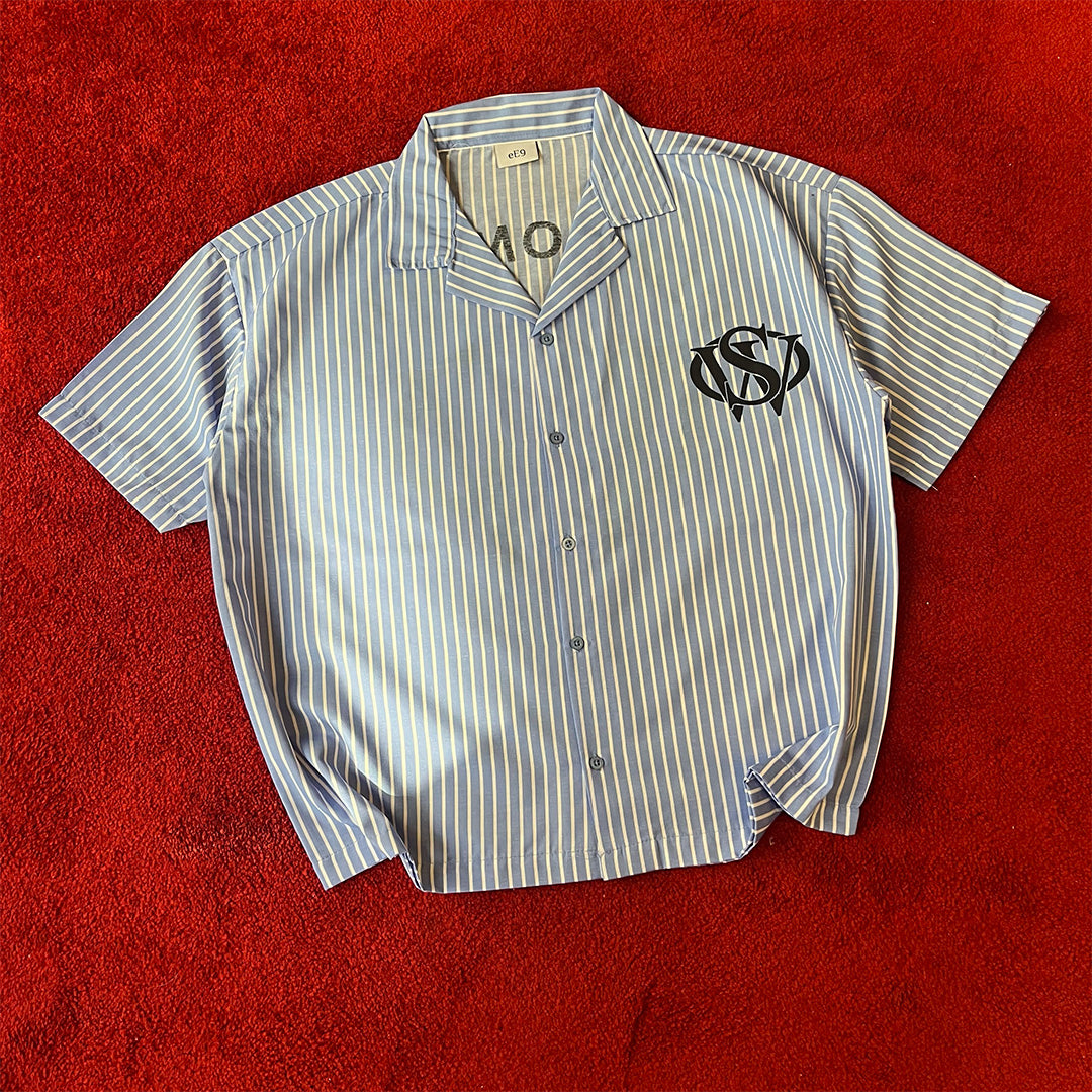 Sumwon Athletic Boxy Shirt - Blue/White Stripe