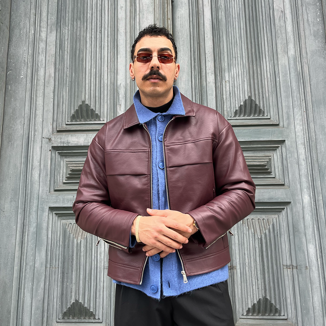 Basic Bordo Deri Ceket