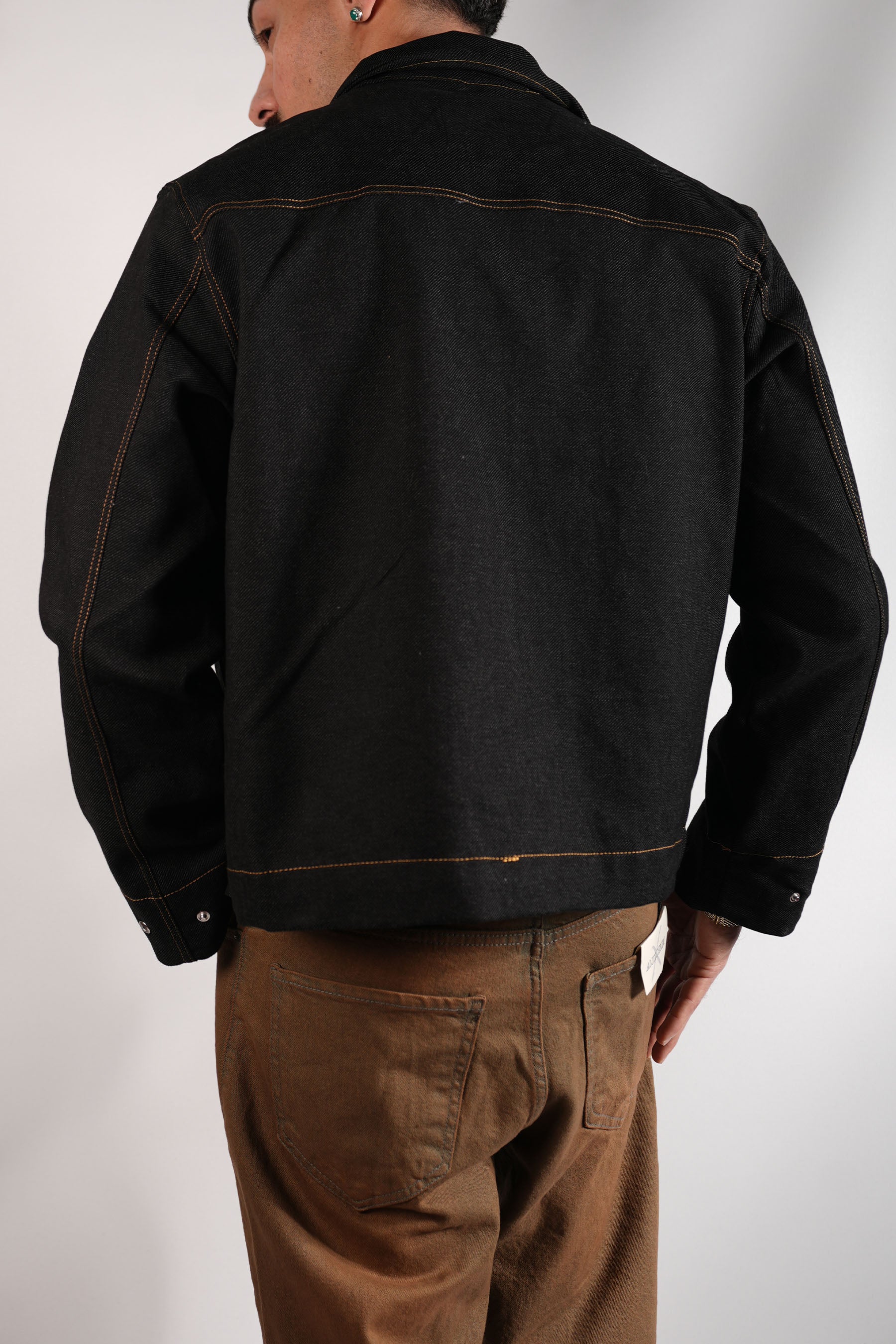 Fermuarlı Crop Kot Ceket