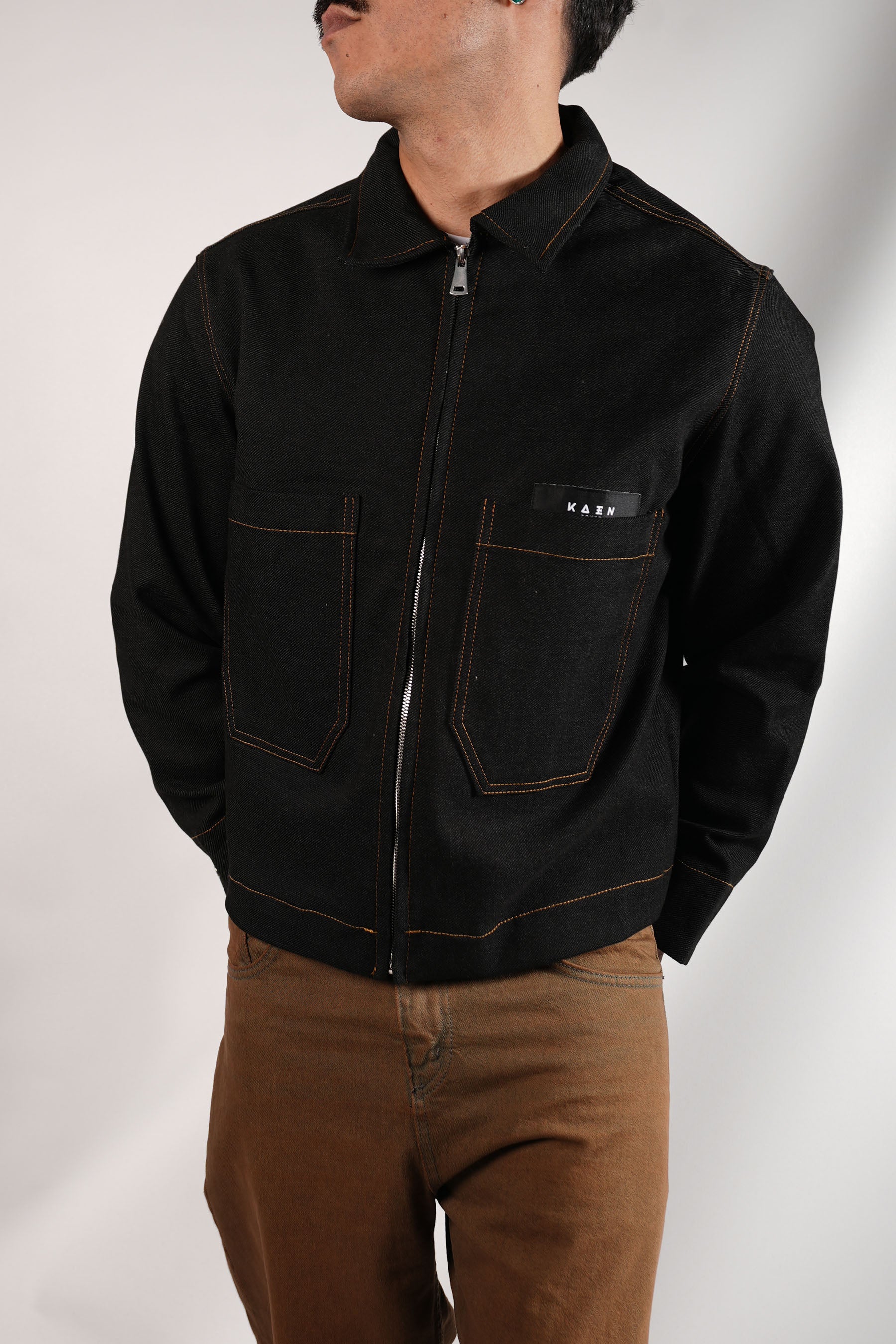 Fermuarlı Crop Kot Ceket