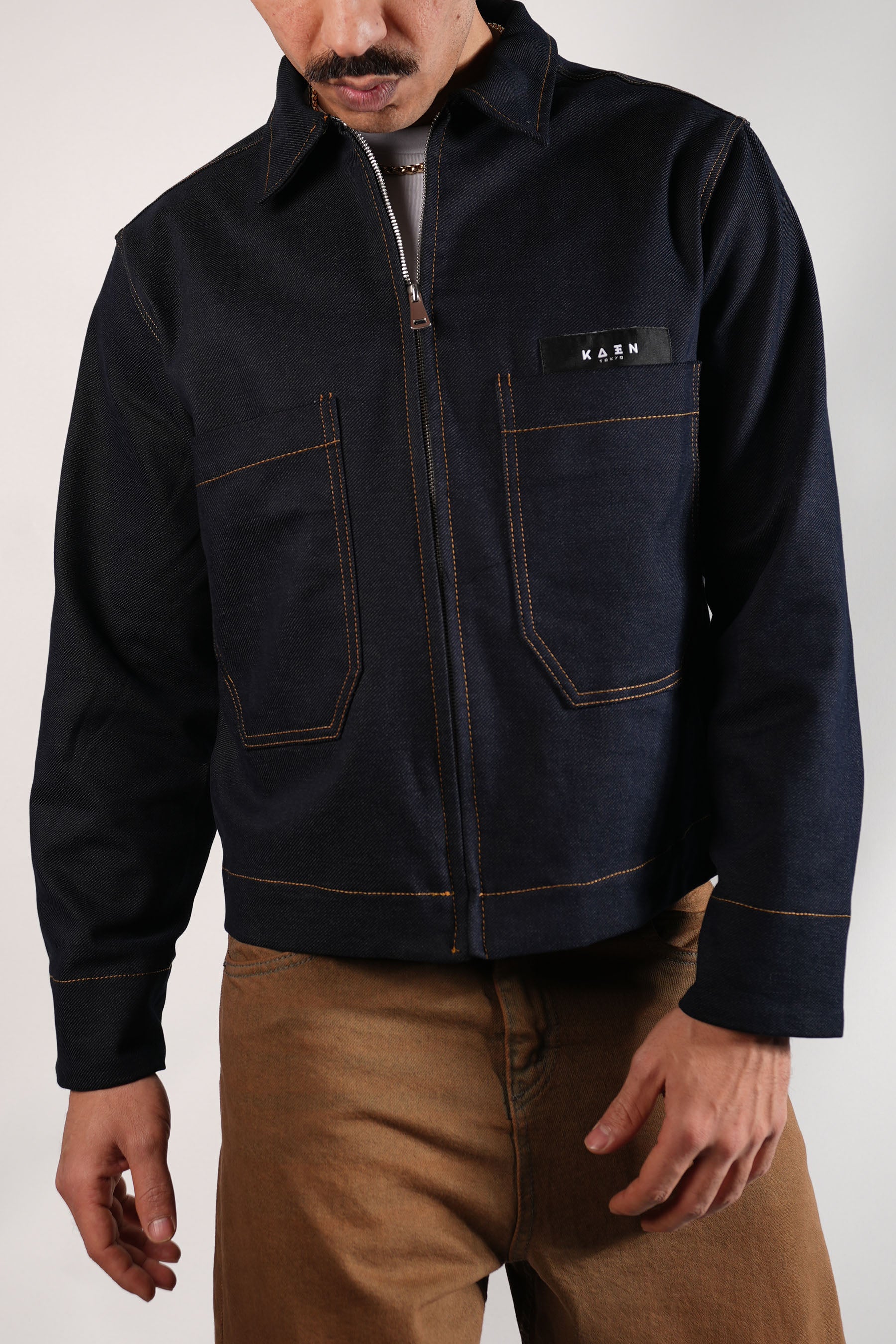 Fermuarlı Crop Kot Ceket