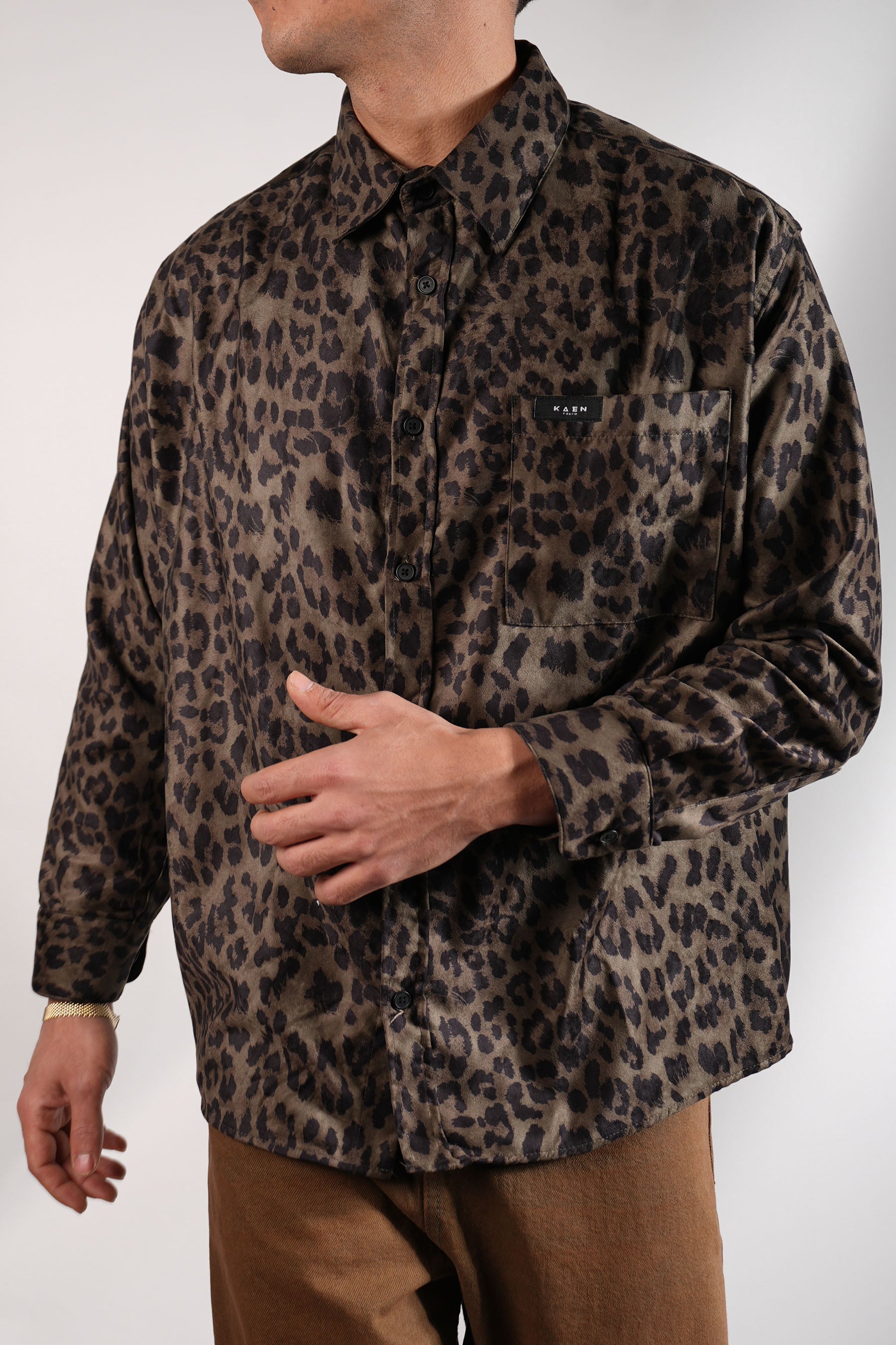 Leopar Desenli Bol Kesim Gömlek