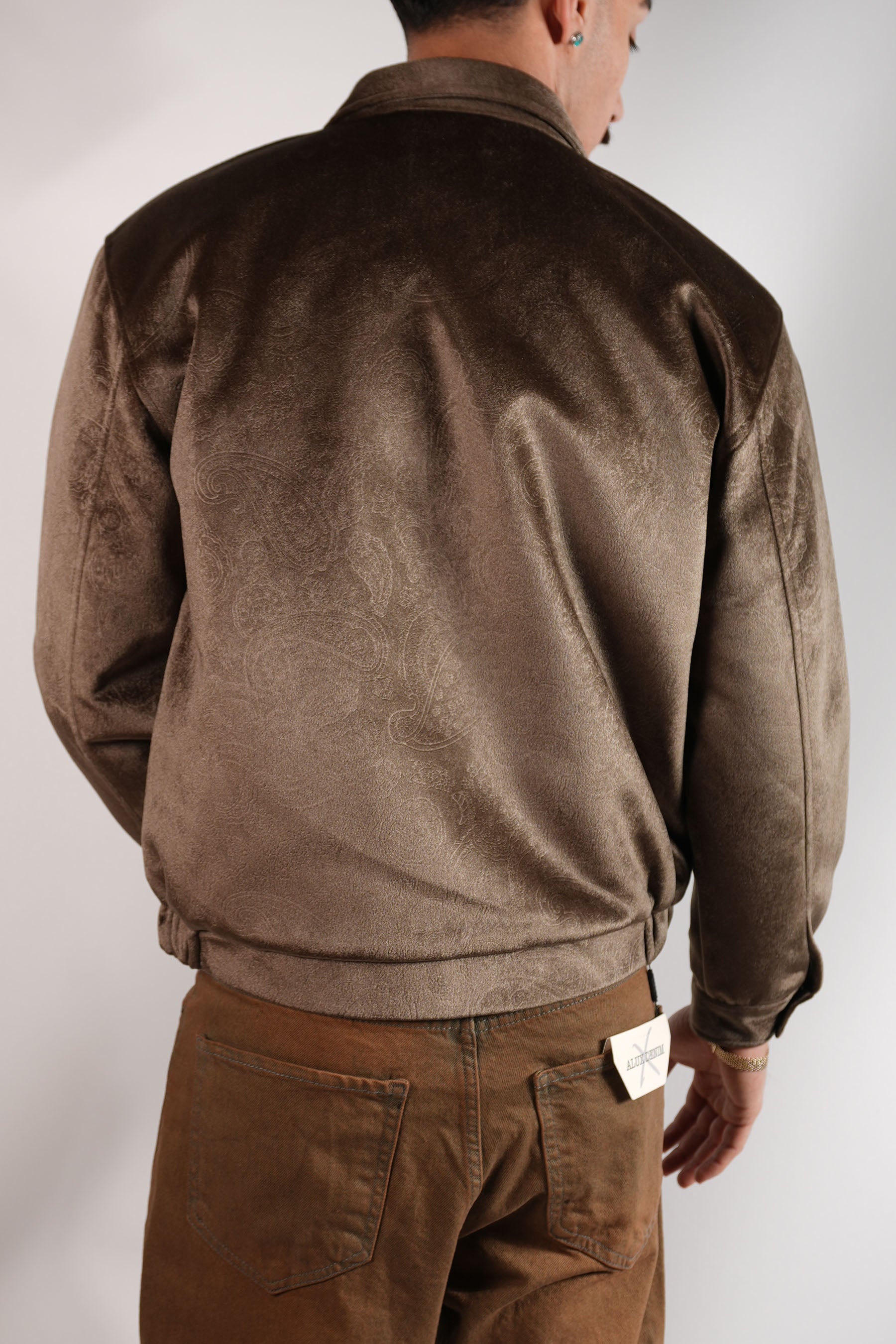 Kadife Desenli Dolgulu Bomber Mont