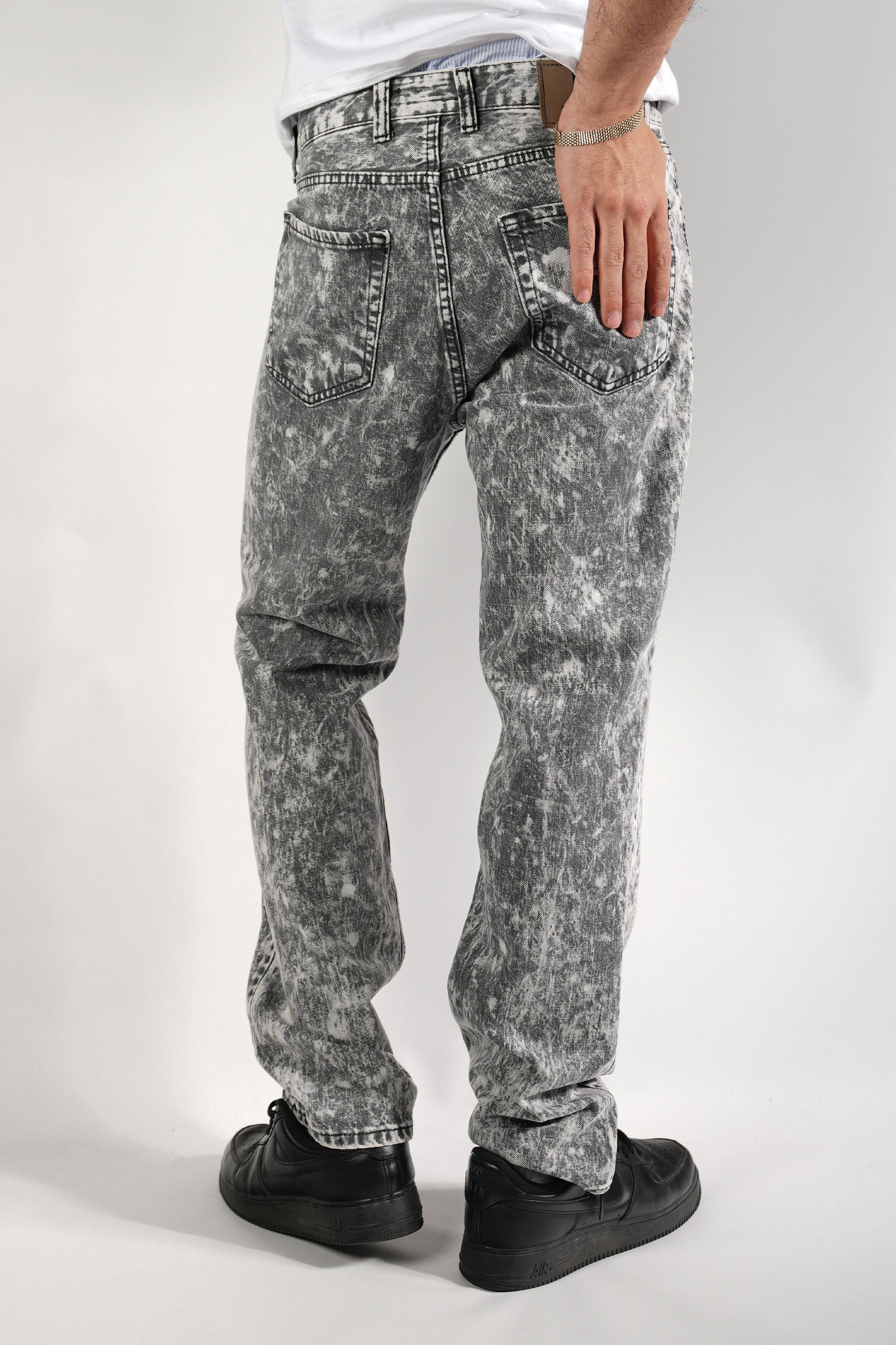 Gri Siyah Yıkamalı Kot Pantolon