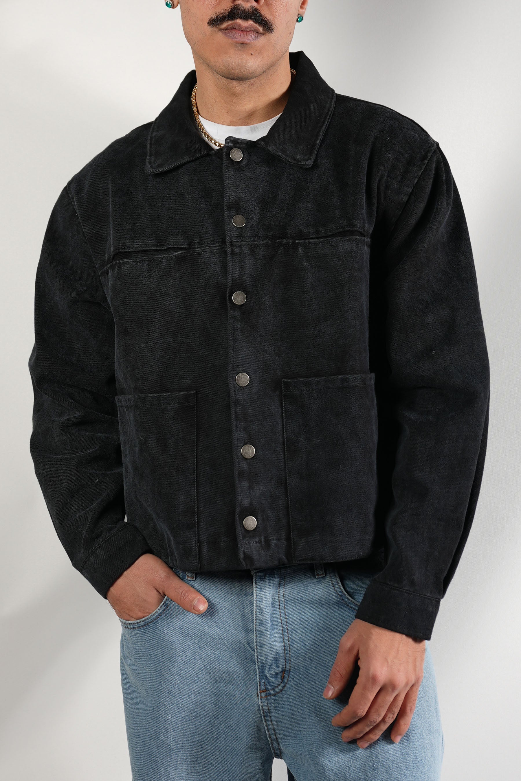 Düğmeli Crop Kot Ceket (+3 Renk)