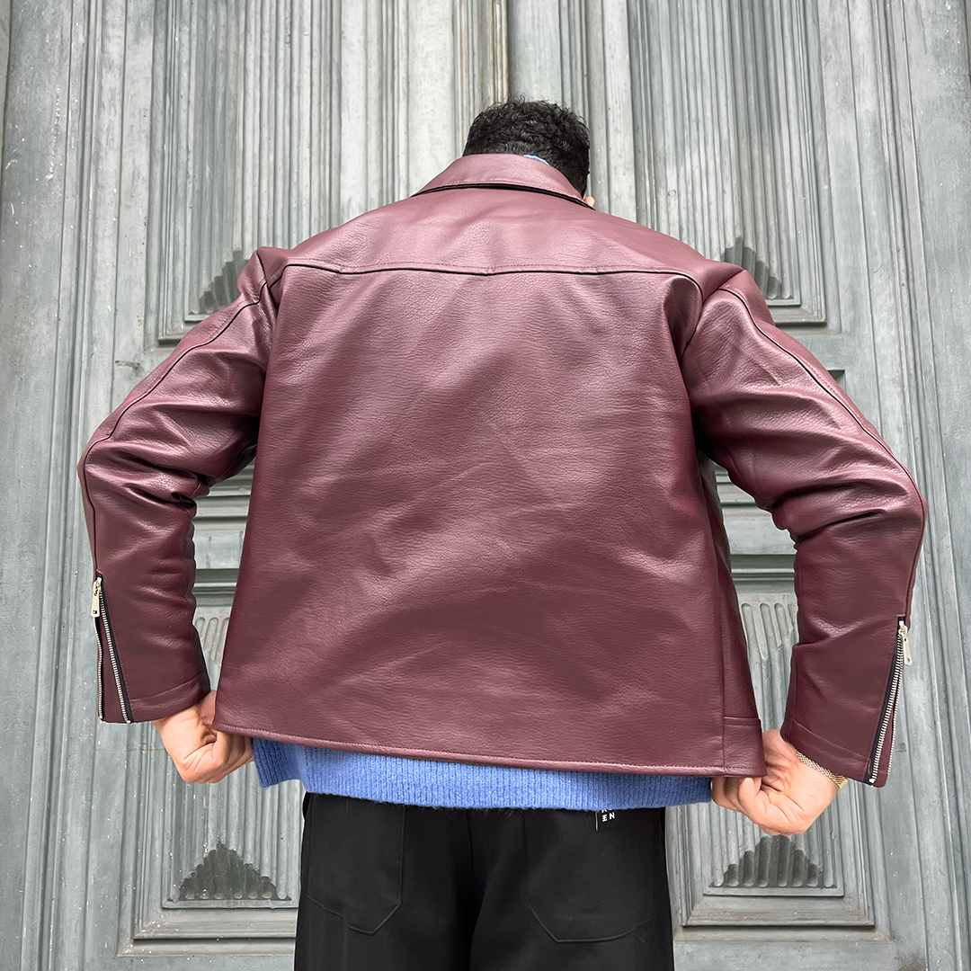 Basic Bordo Deri Ceket