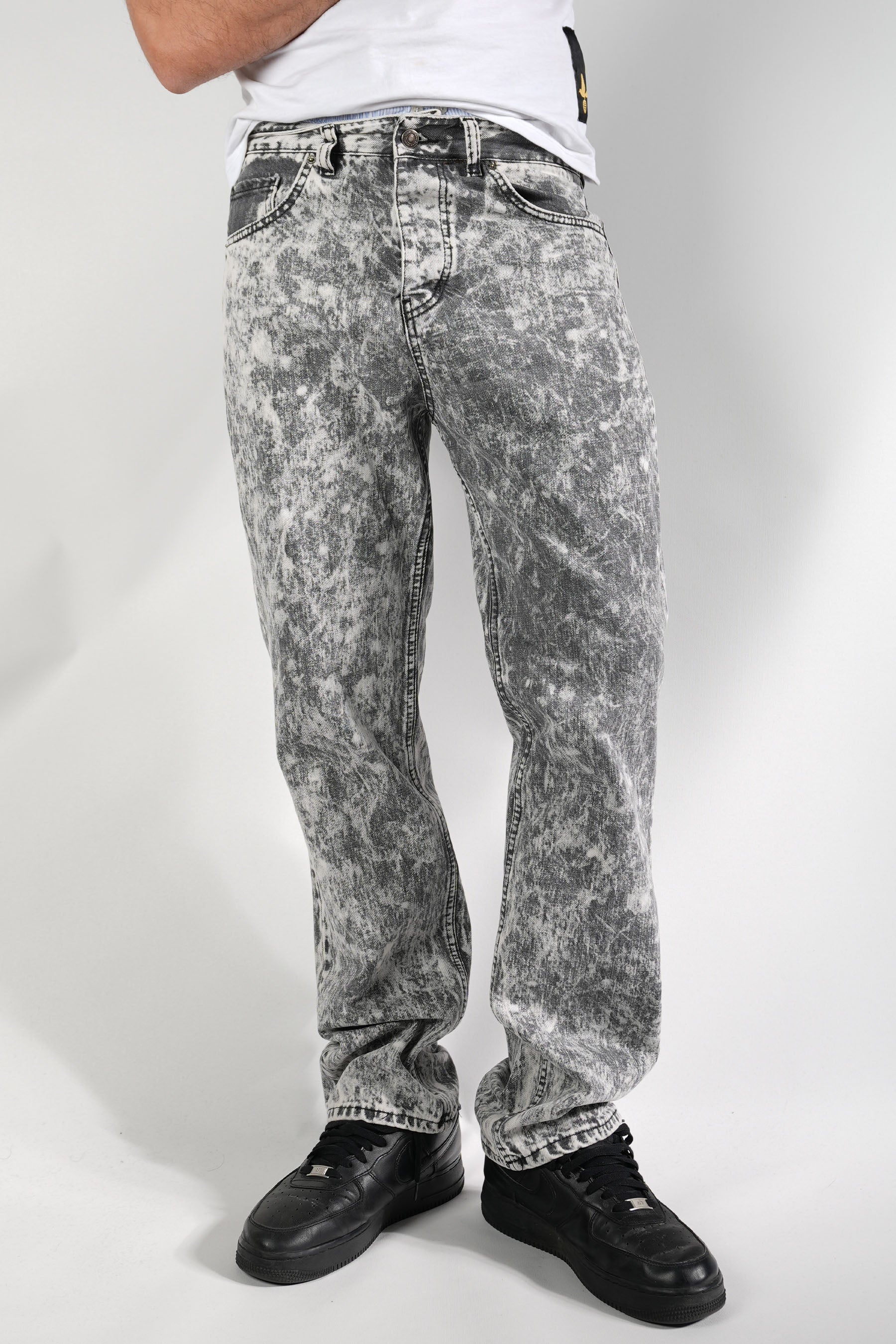 Gri Siyah Yıkamalı Kot Pantolon