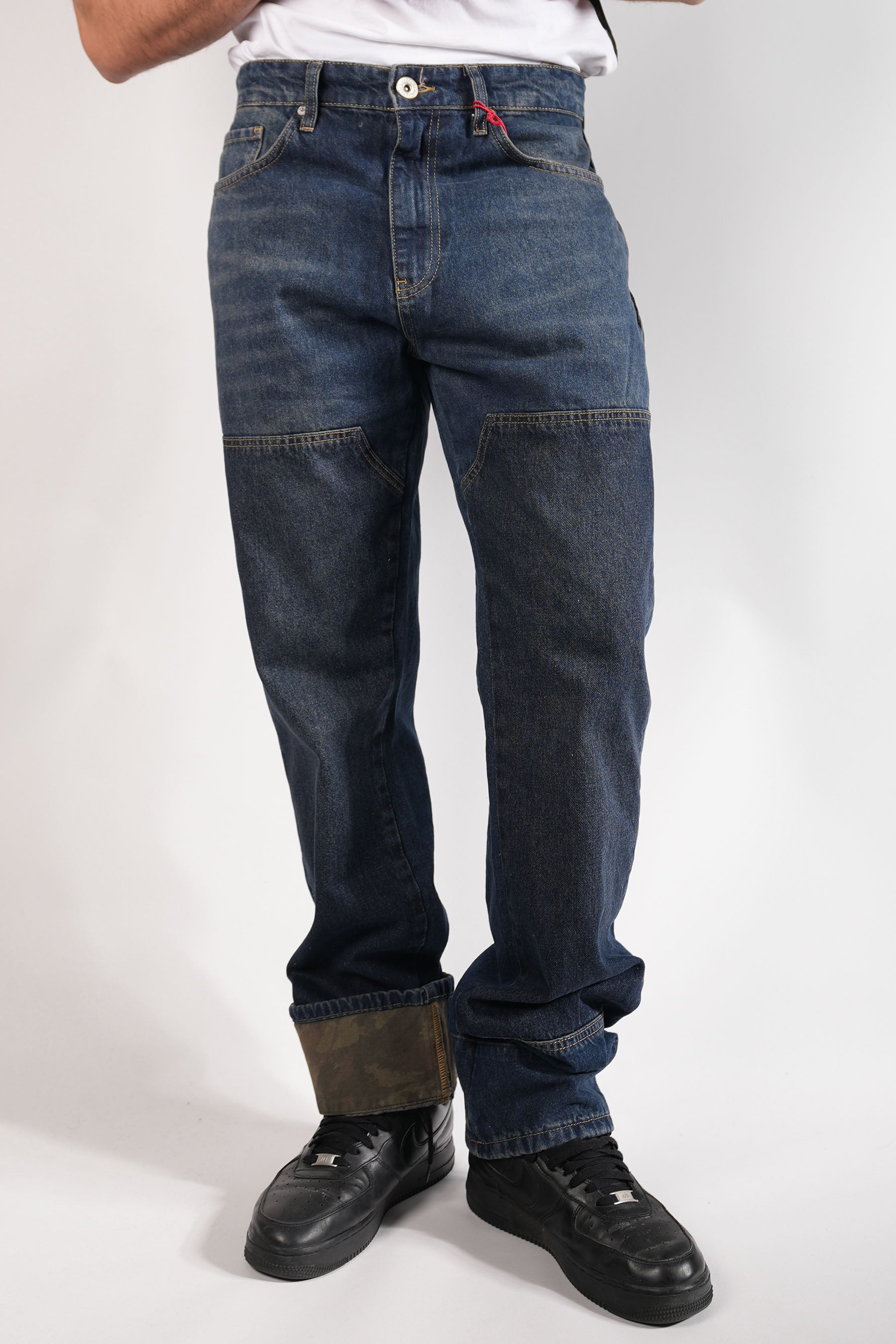 Katlanır Kamuflaj Paça Detaylı Kot Pantolon