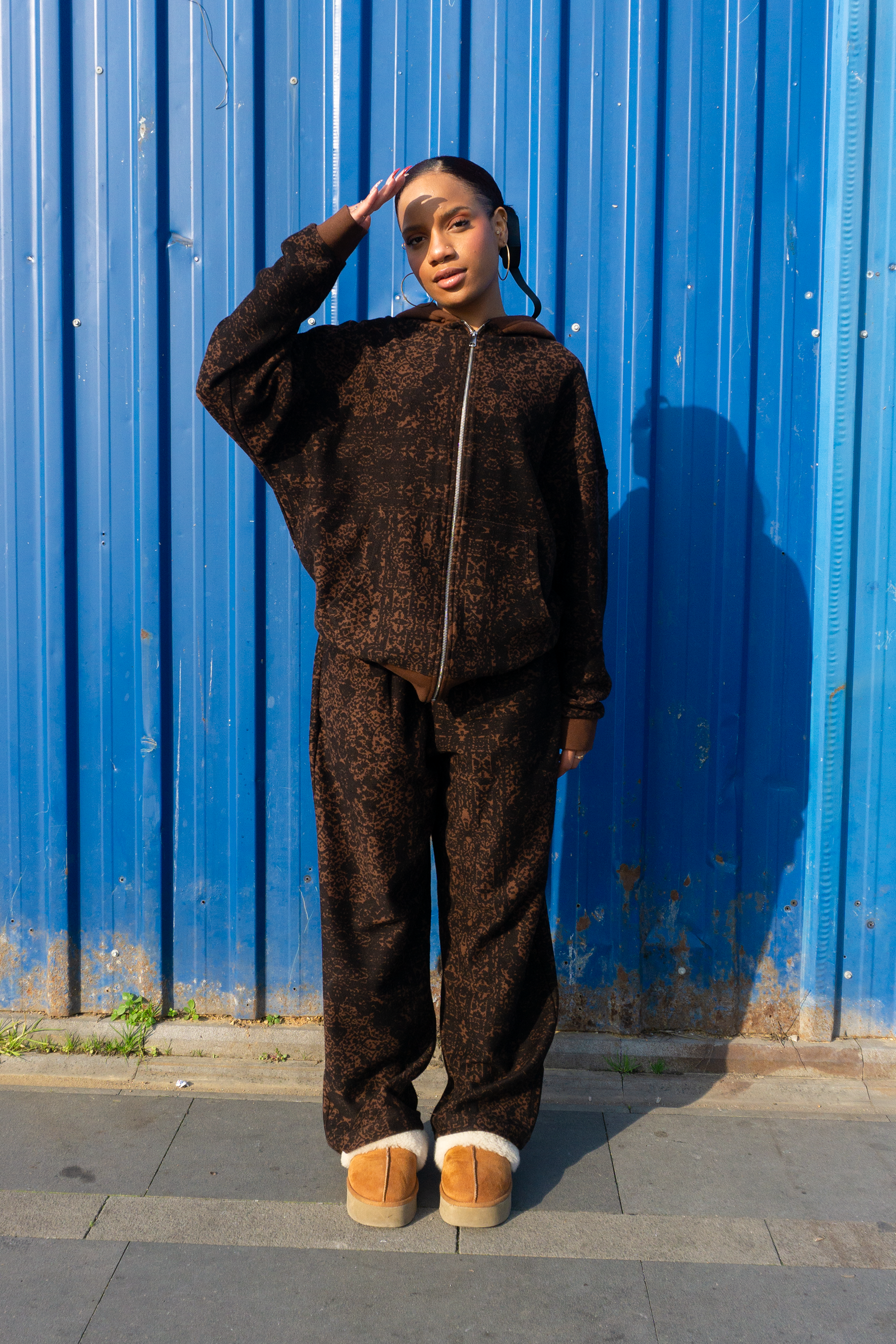 Desenli Unisex Kapüşonlu Ceket