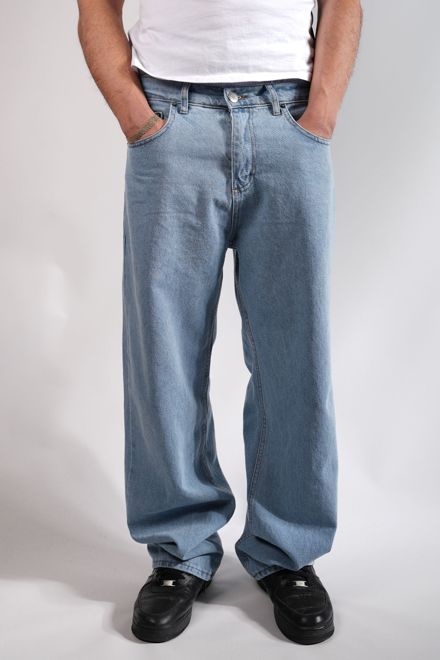 Buz Mavisi Bol Kesim Kot Pantolon