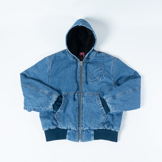 CORTEIZ C STAR FLEECE BOMBER DENIM JACKET