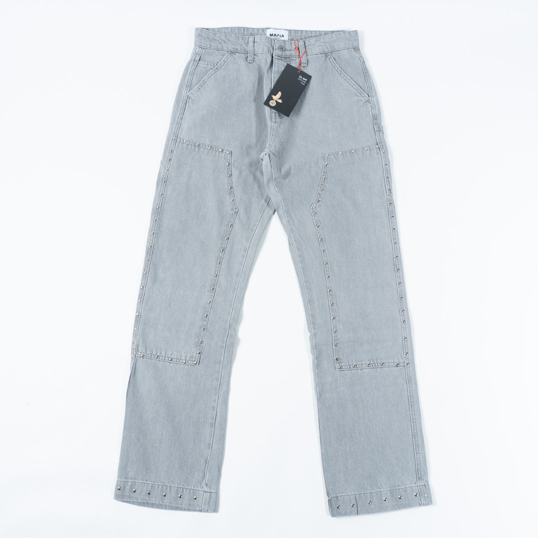 Patches Rivets Grey Jean