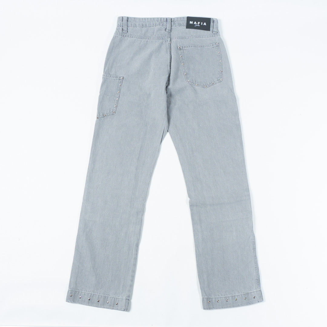 Patches Rivets Grey Jean