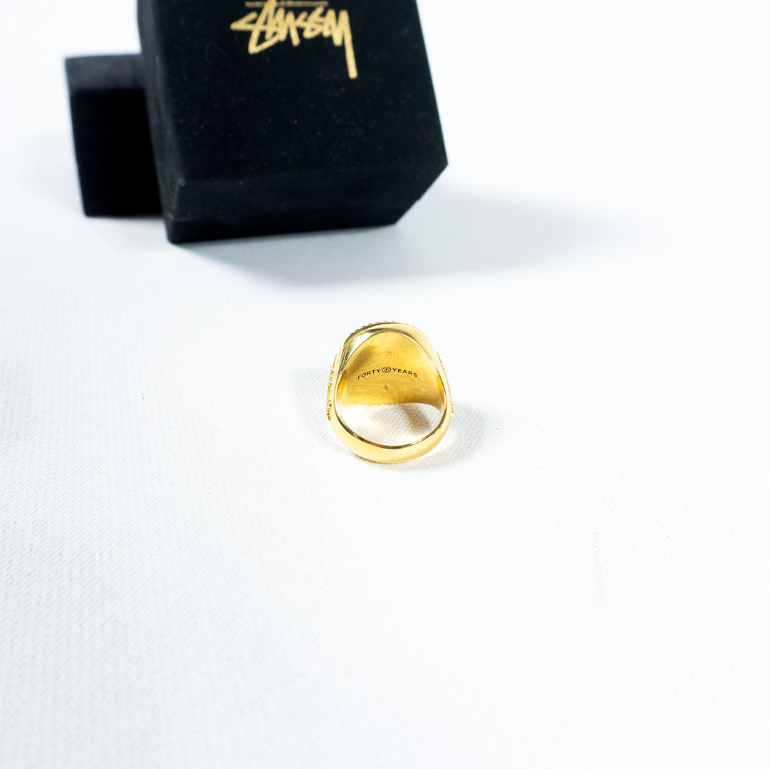 STUSSY RING 40TH ANNIVERSARY GOLD COVERED SILVER