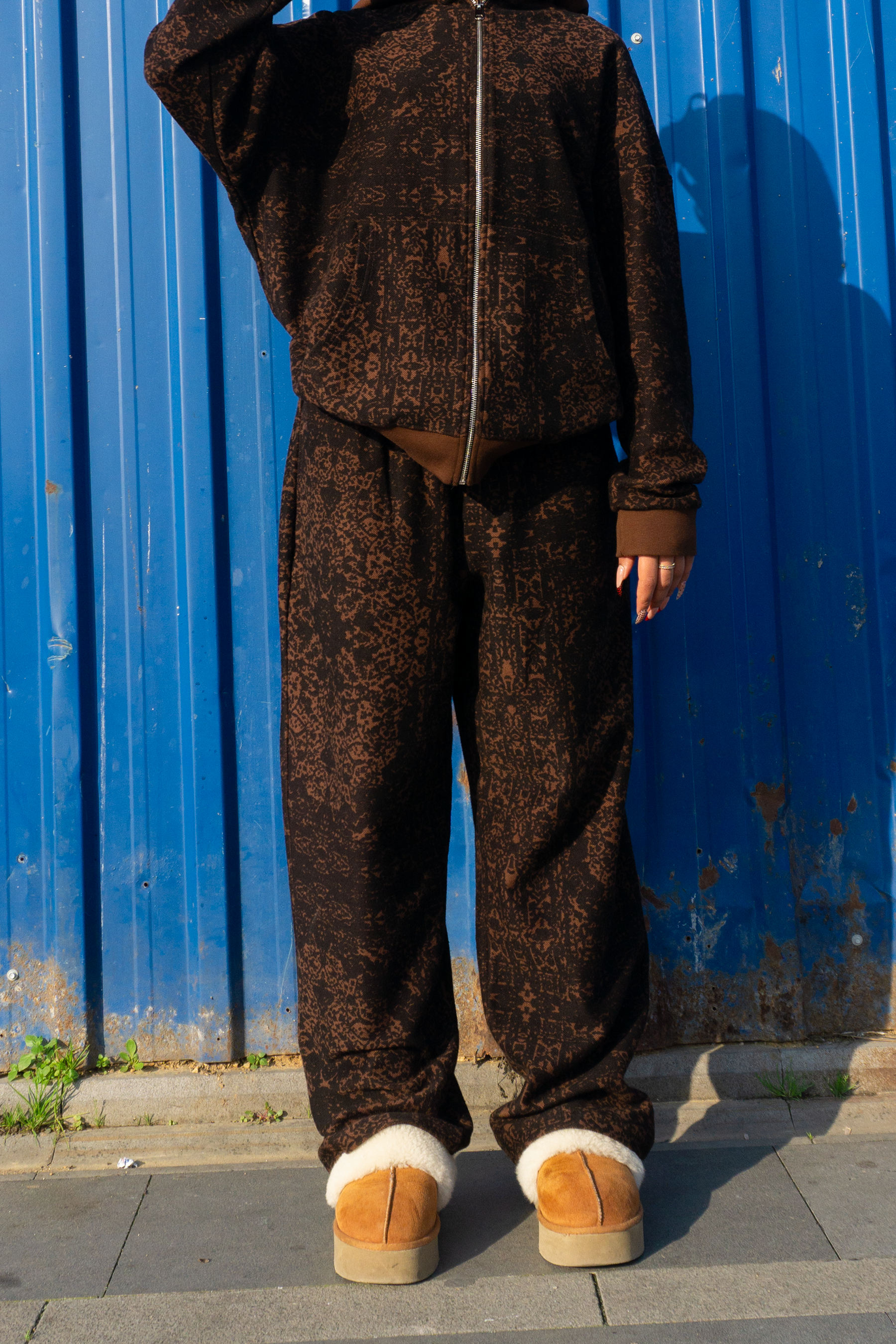 Kahverengi Desenli Unisex Eşofman Altı