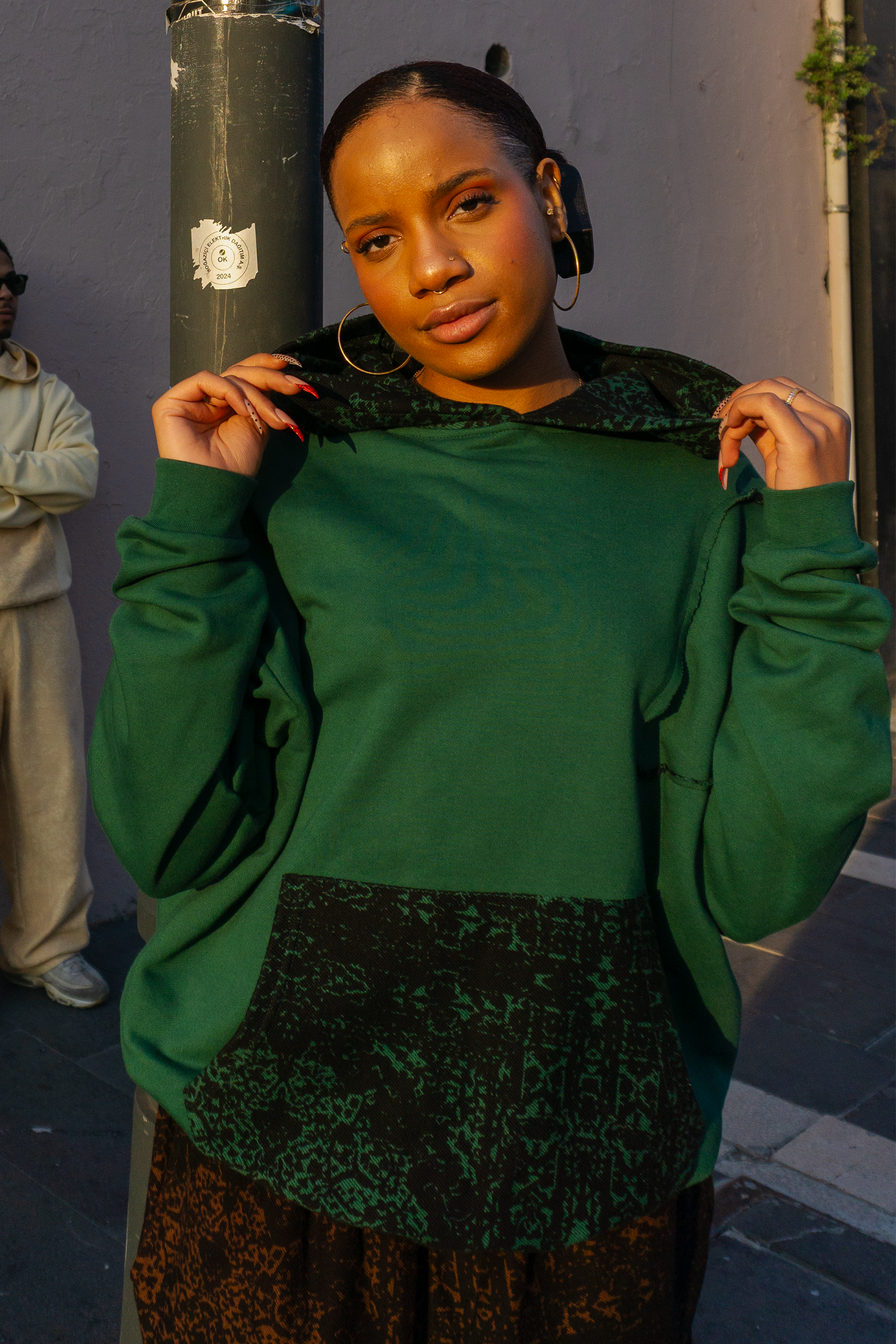 Desenli Oversize Hoodie