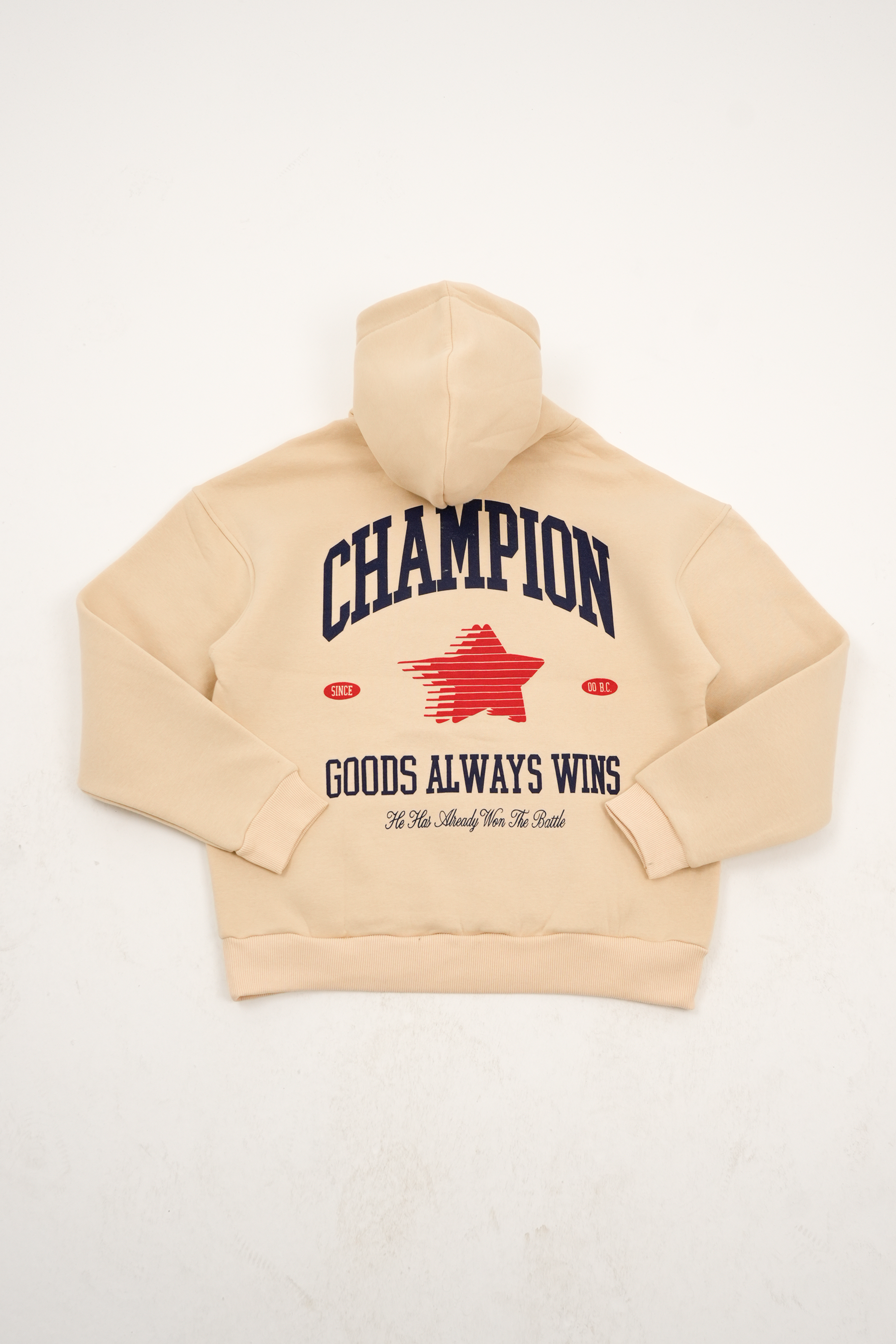 Champion Backprint Hoodie - Krem