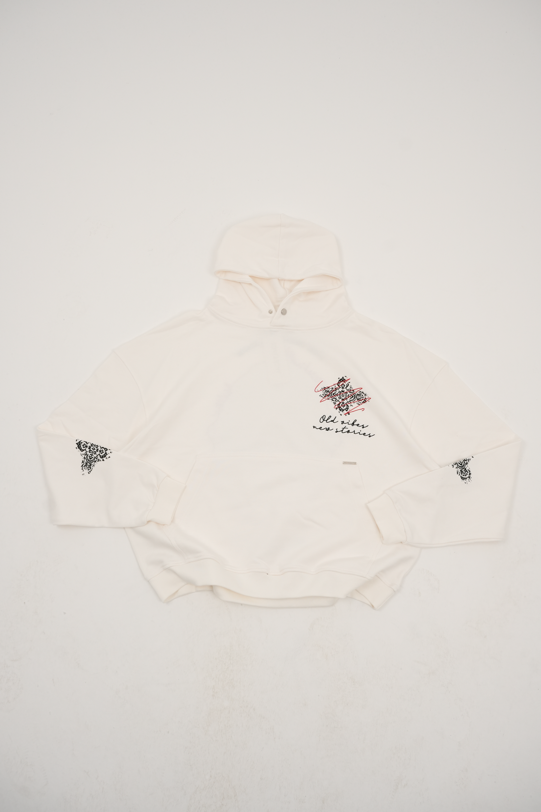 Oldvibes Backprint Boxy Oversize Hoodie - Beyaz