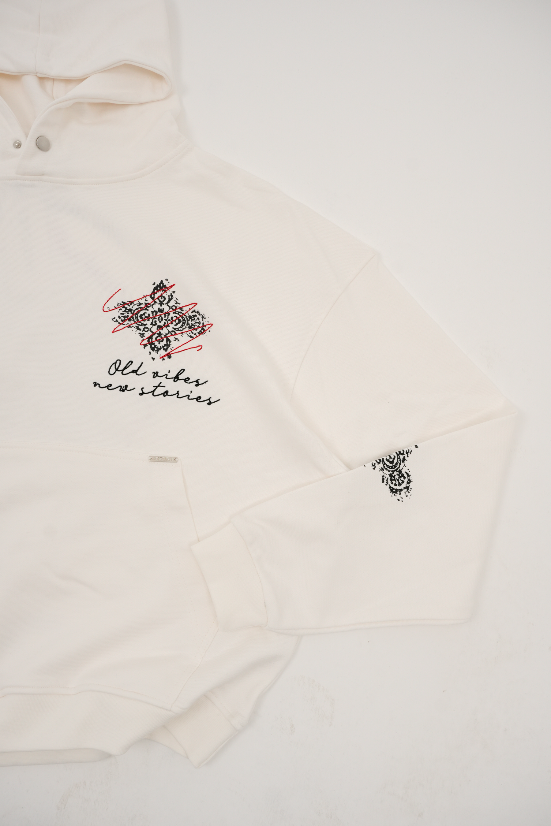 Oldvibes Backprint Boxy Oversize Hoodie - Beyaz