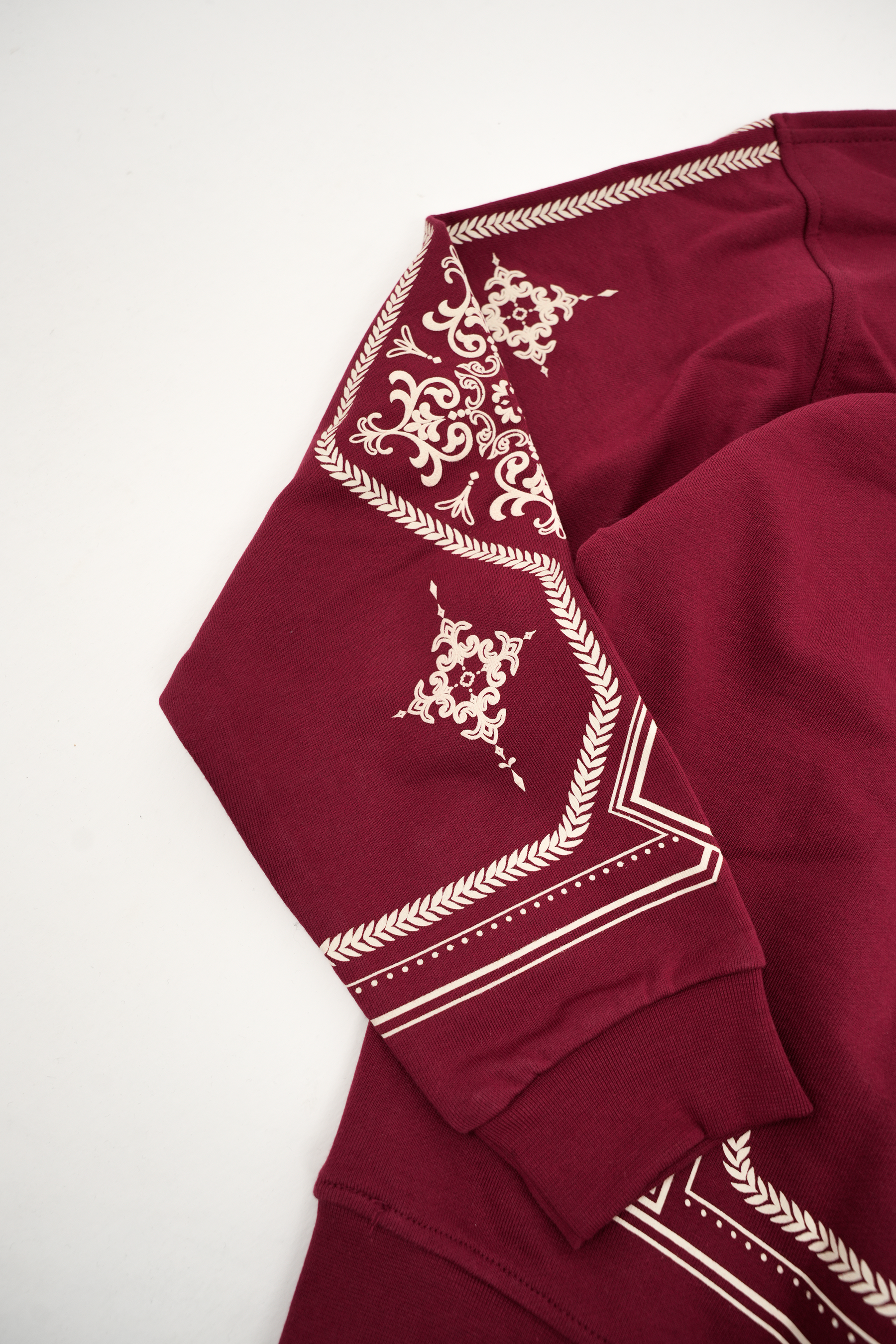 Desenli Premium Oversize Hoodie - Bordo