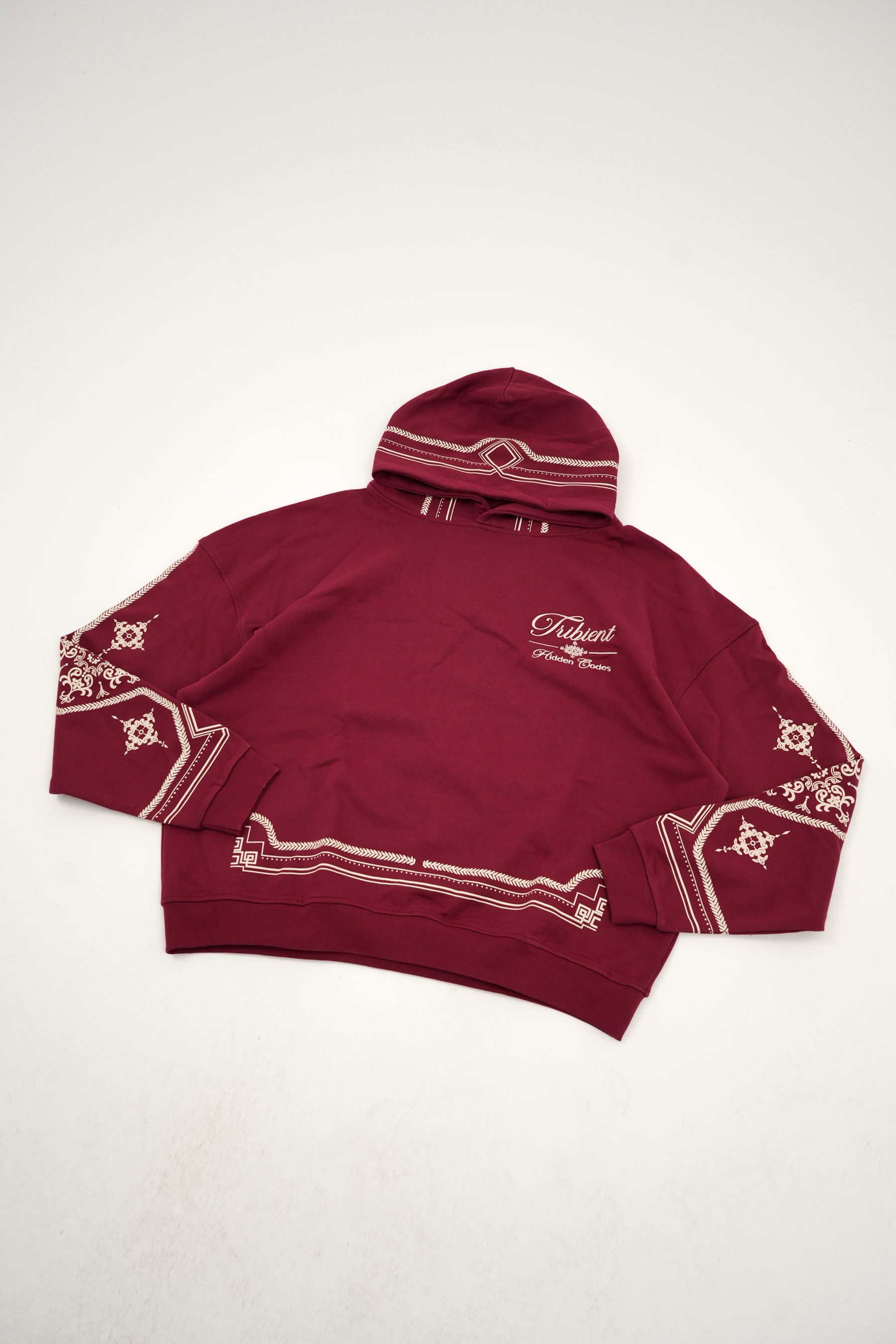 Desenli Premium Oversize Hoodie - Bordo