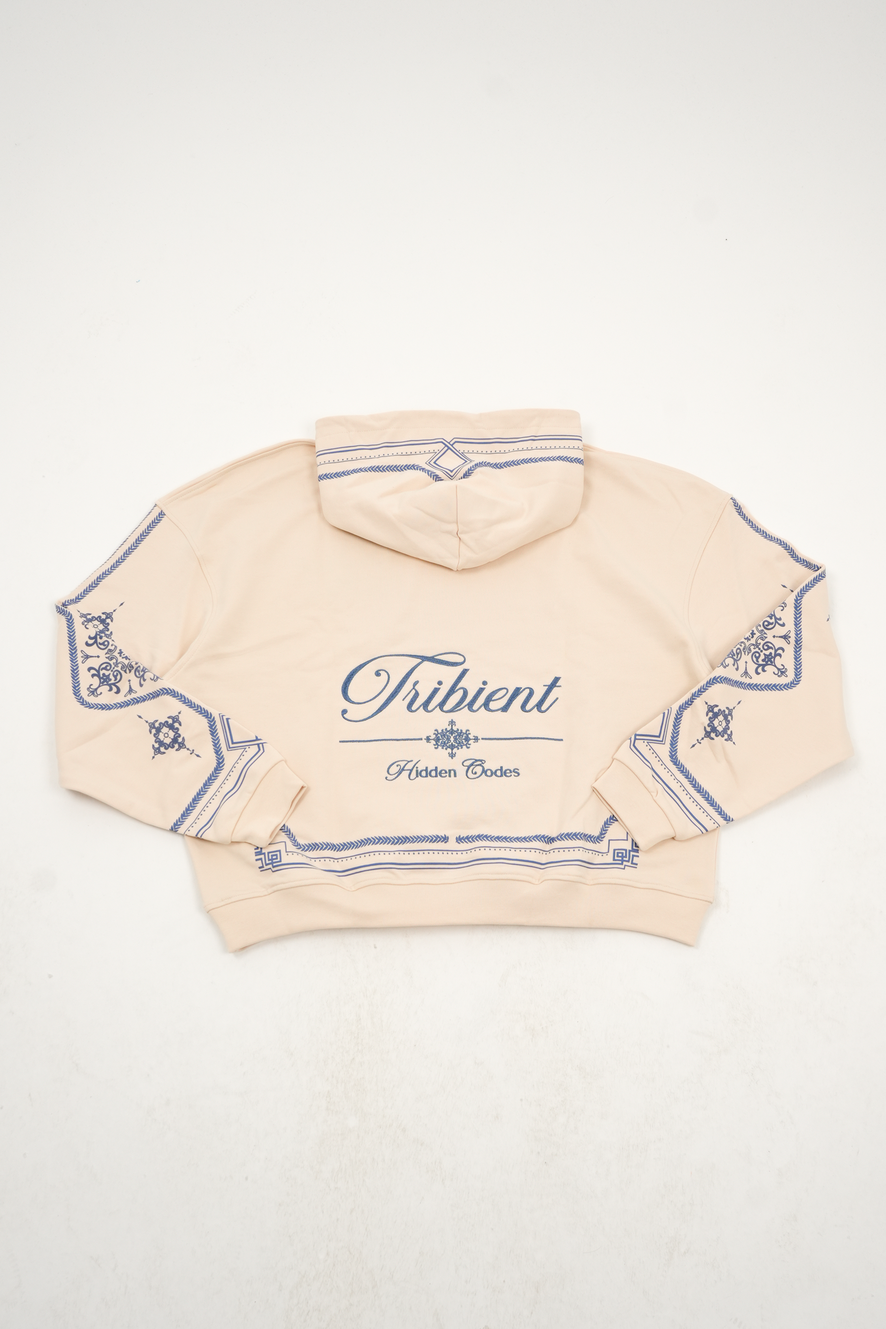 Desenli Premium Oversize Hoodie - Krem