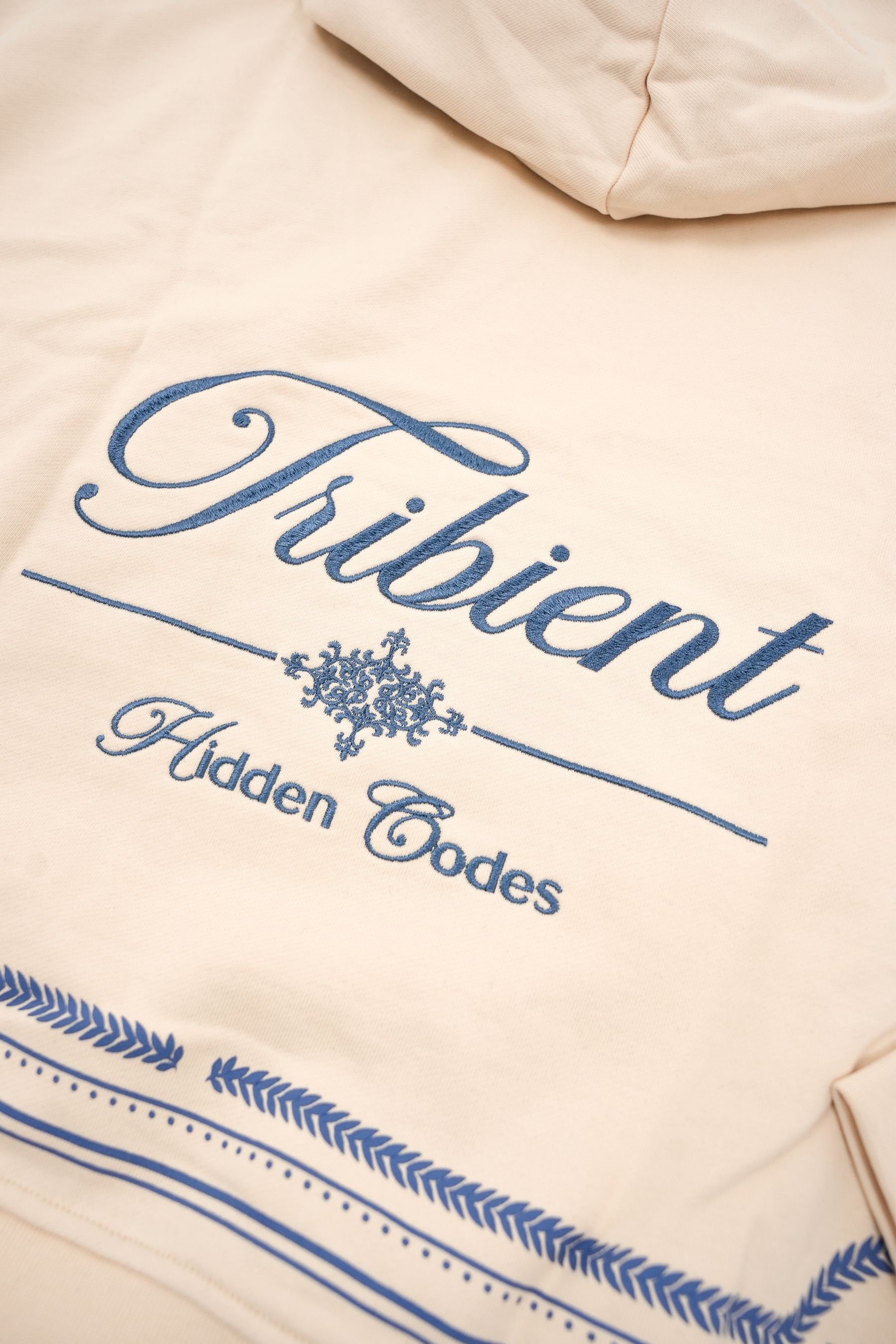 Desenli Premium Oversize Hoodie - Krem