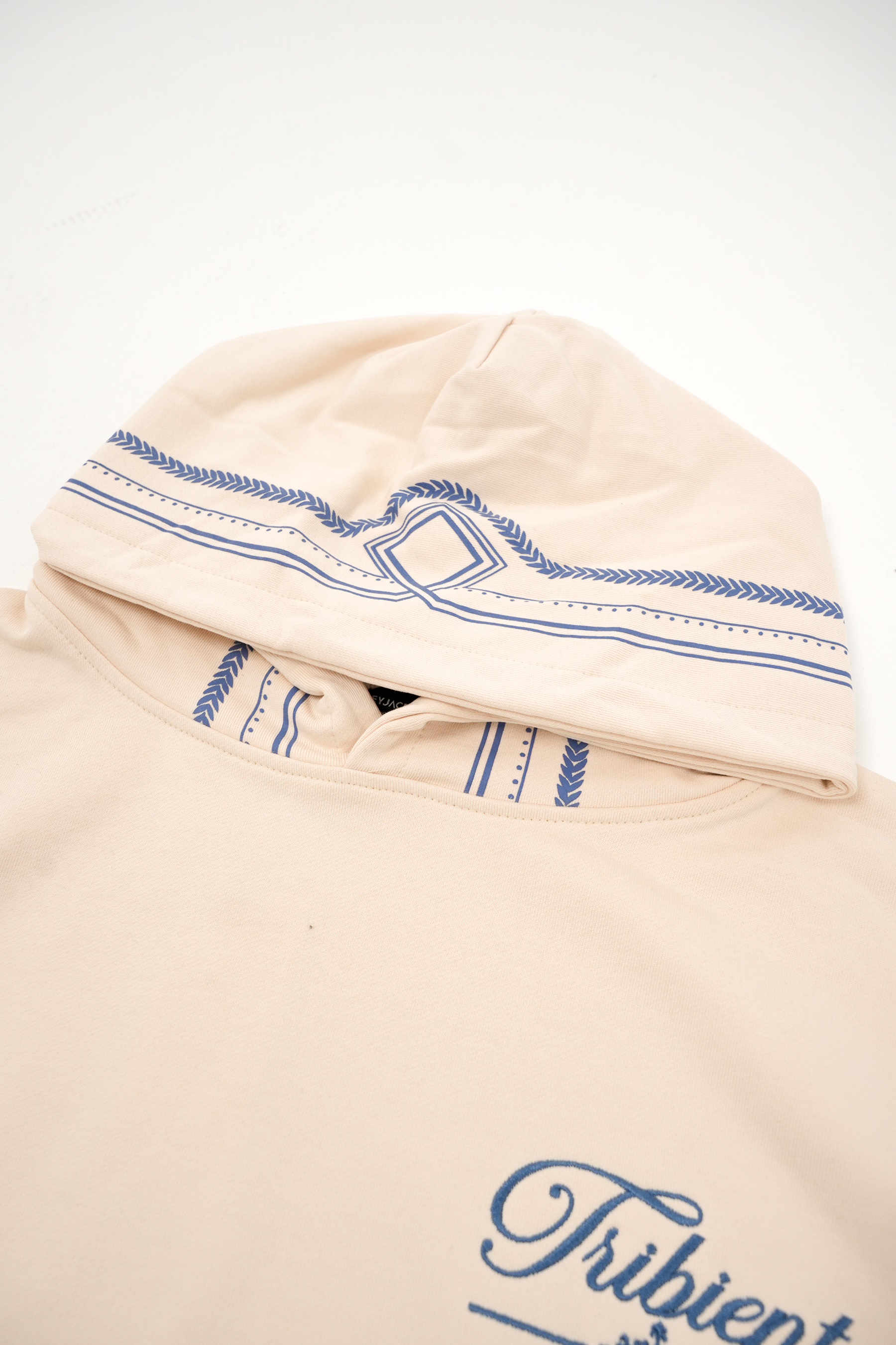 Desenli Premium Oversize Hoodie - Krem