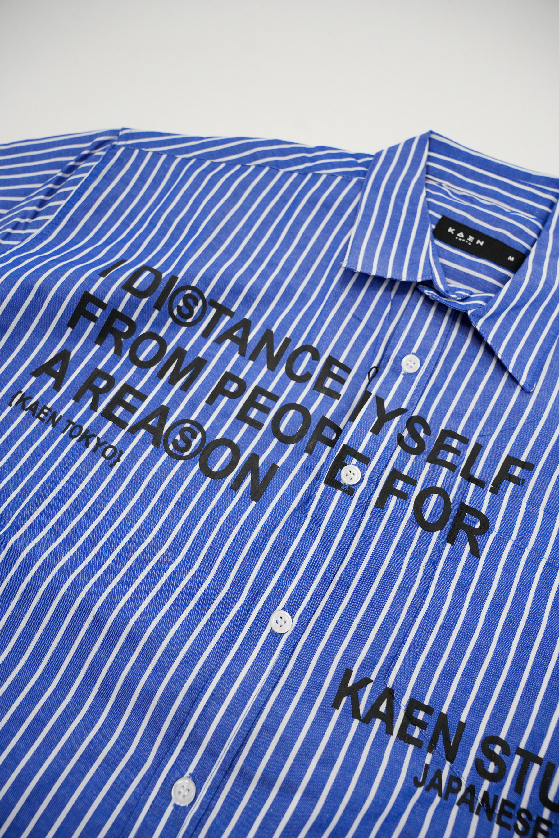 Çizgili Retro Baba Gömleği - Mavi