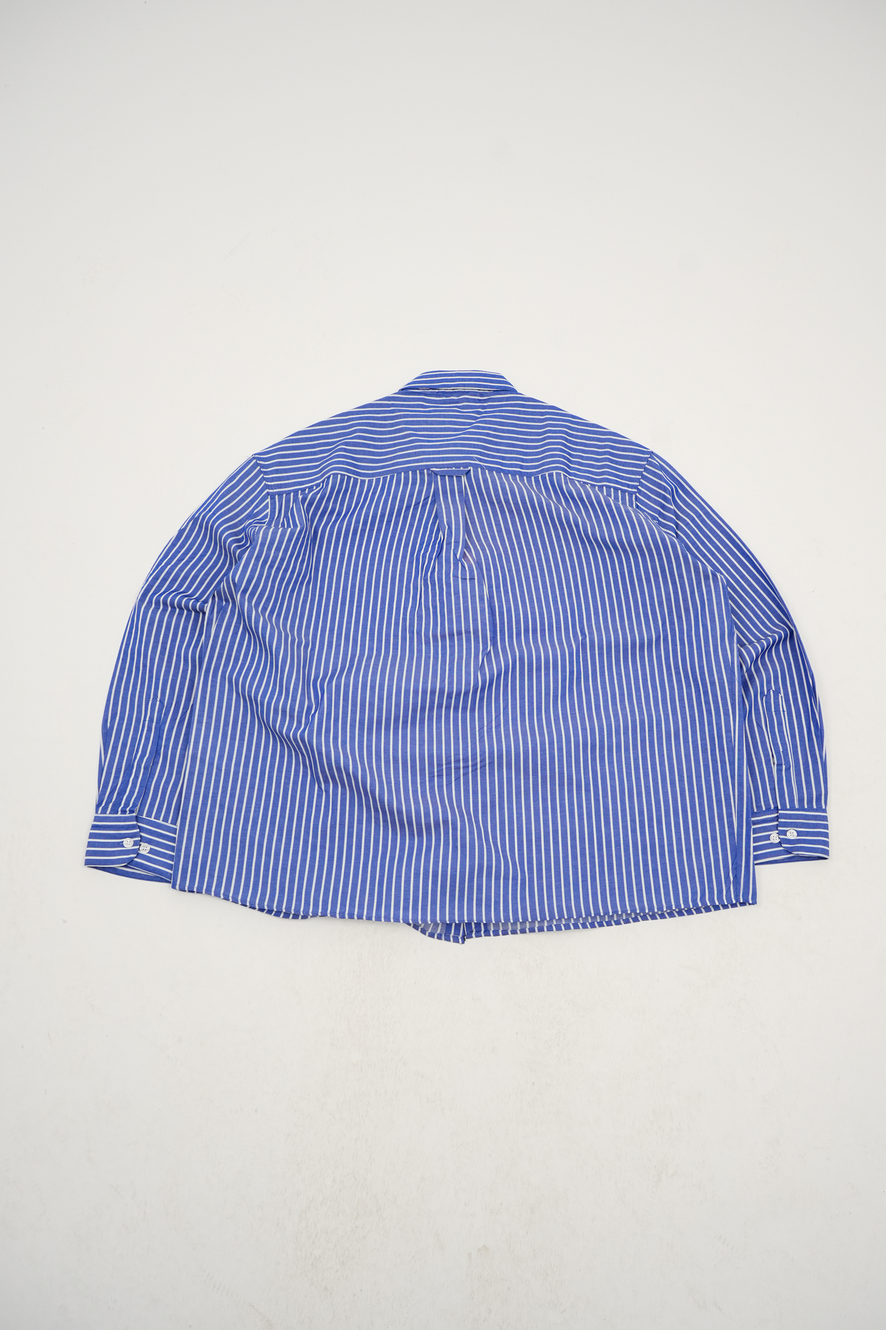 Çizgili Retro Baba Gömleği - Mavi