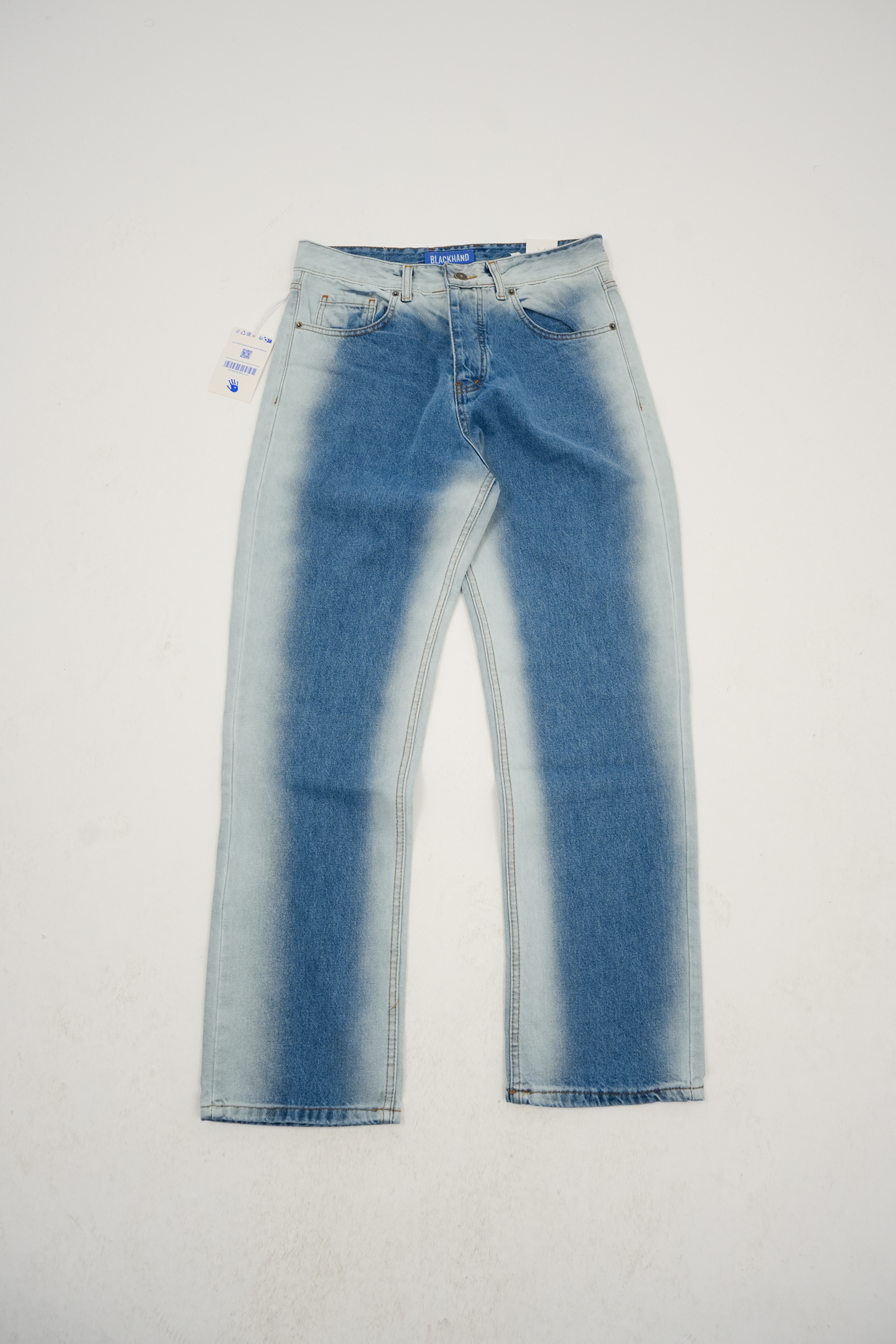 Mavi Beyaz Eskitmeli Jean Pantolon